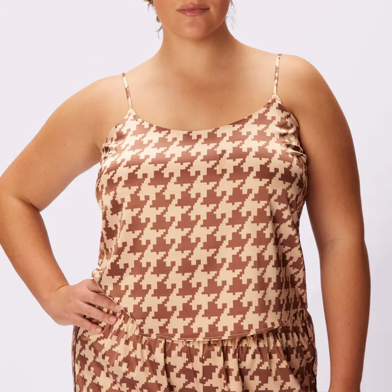 Dream Scoop Cami | Luxe Satin  | Archive (French Vanilla Houndstooth) sold by Parade