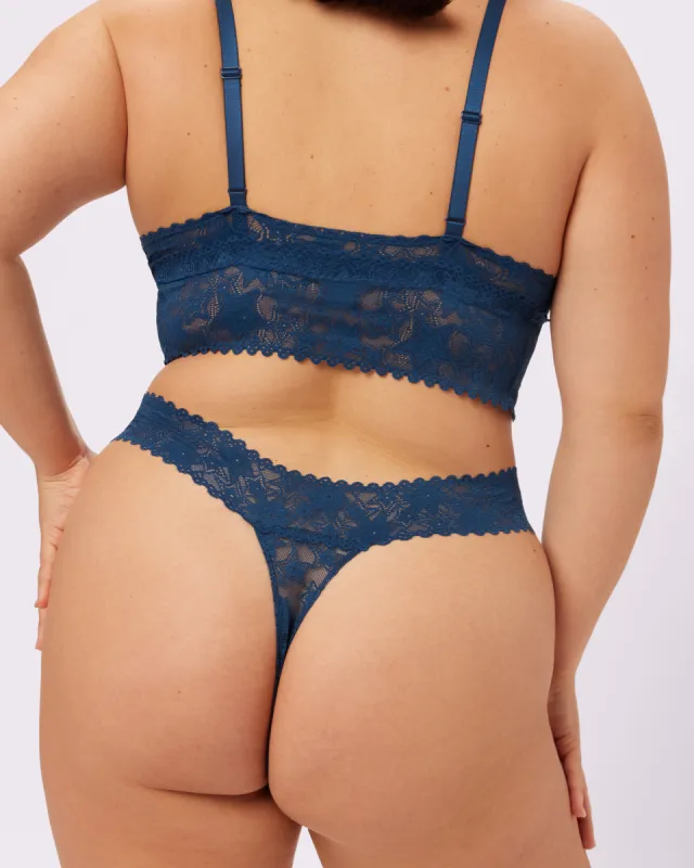 Perfect Lace Mid-rise Thong | Soft Lace in Stars | Archive (Poseidon) sold by Parade