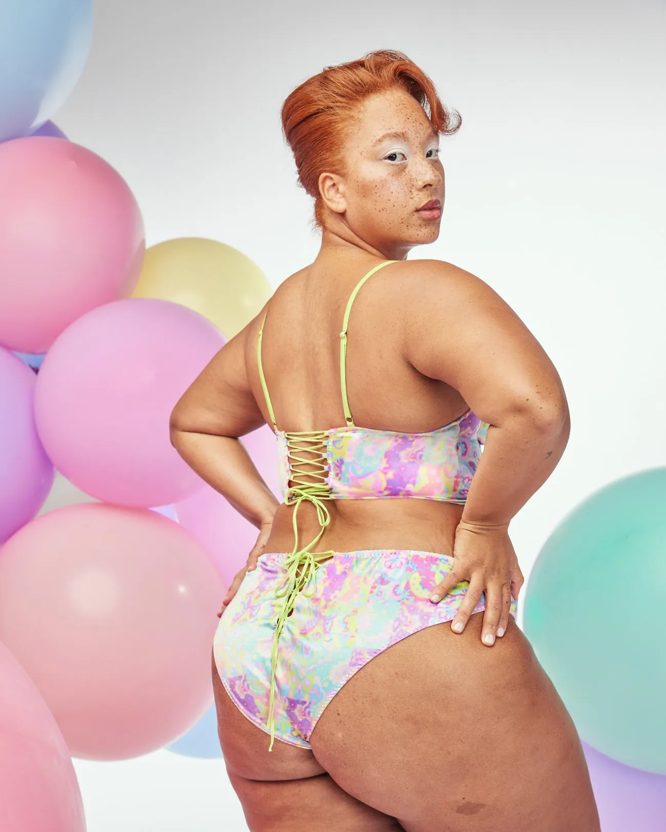 Satin Lace-up Cheeky | Glow Satin | Archive (Versailles) sold by Parade product image thumbnail 4