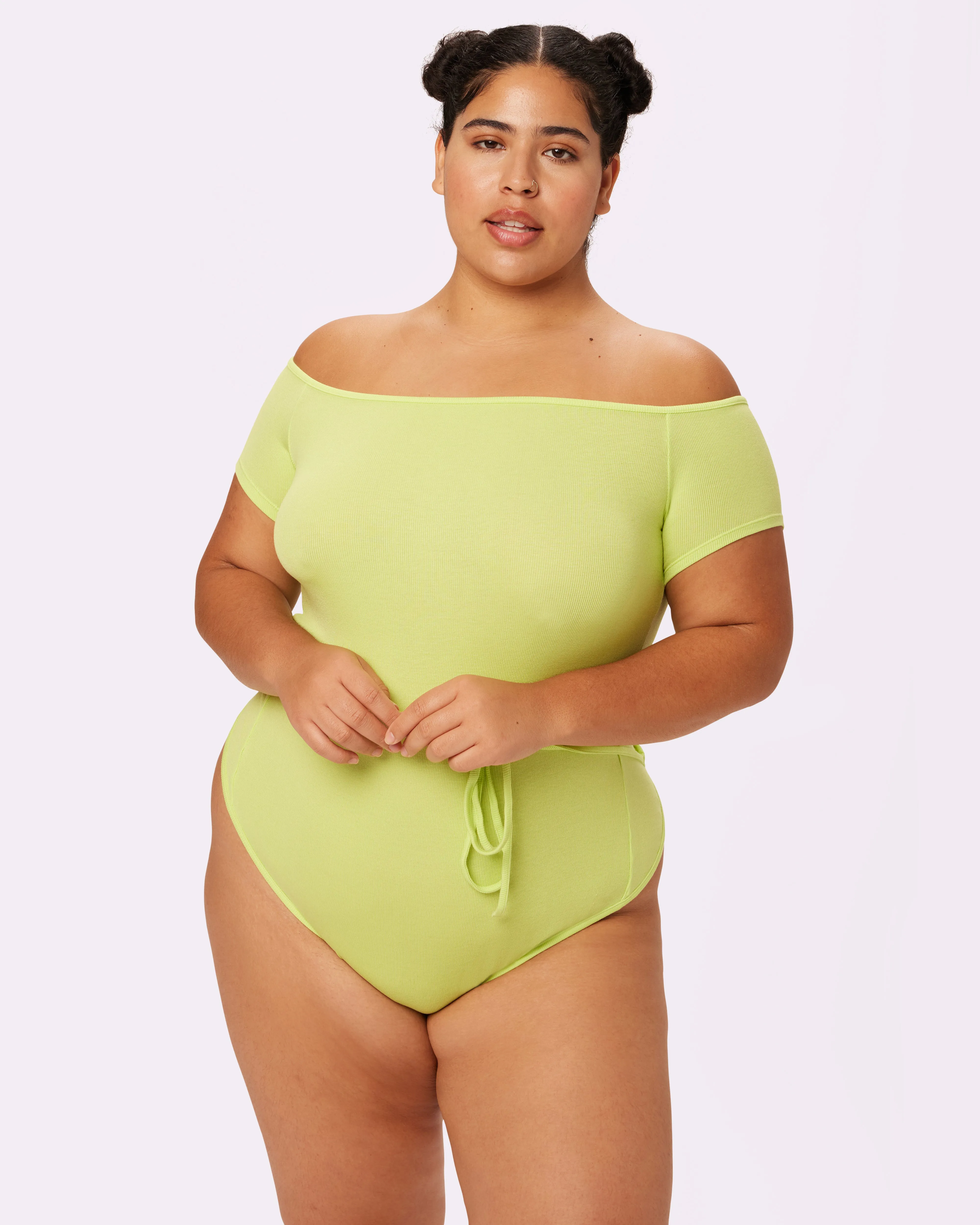Comfort Rib Tie-Back Bodysuit | Lush Rib | Archive (Lime Fizz) sold by Parade