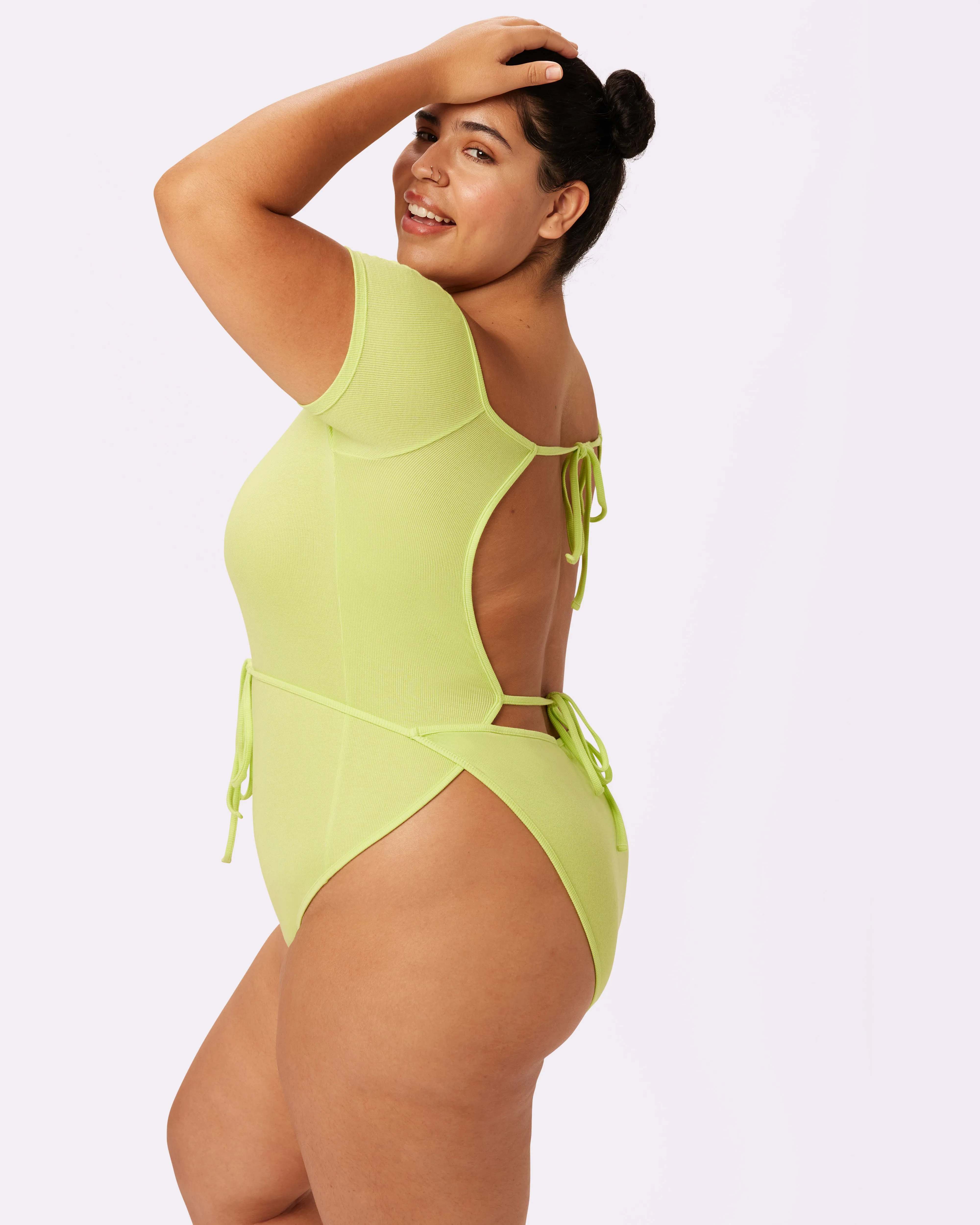 Comfort Rib Tie-Back Bodysuit | Lush Rib | Archive (Lime Fizz) sold by Parade product image thumbnail 4
