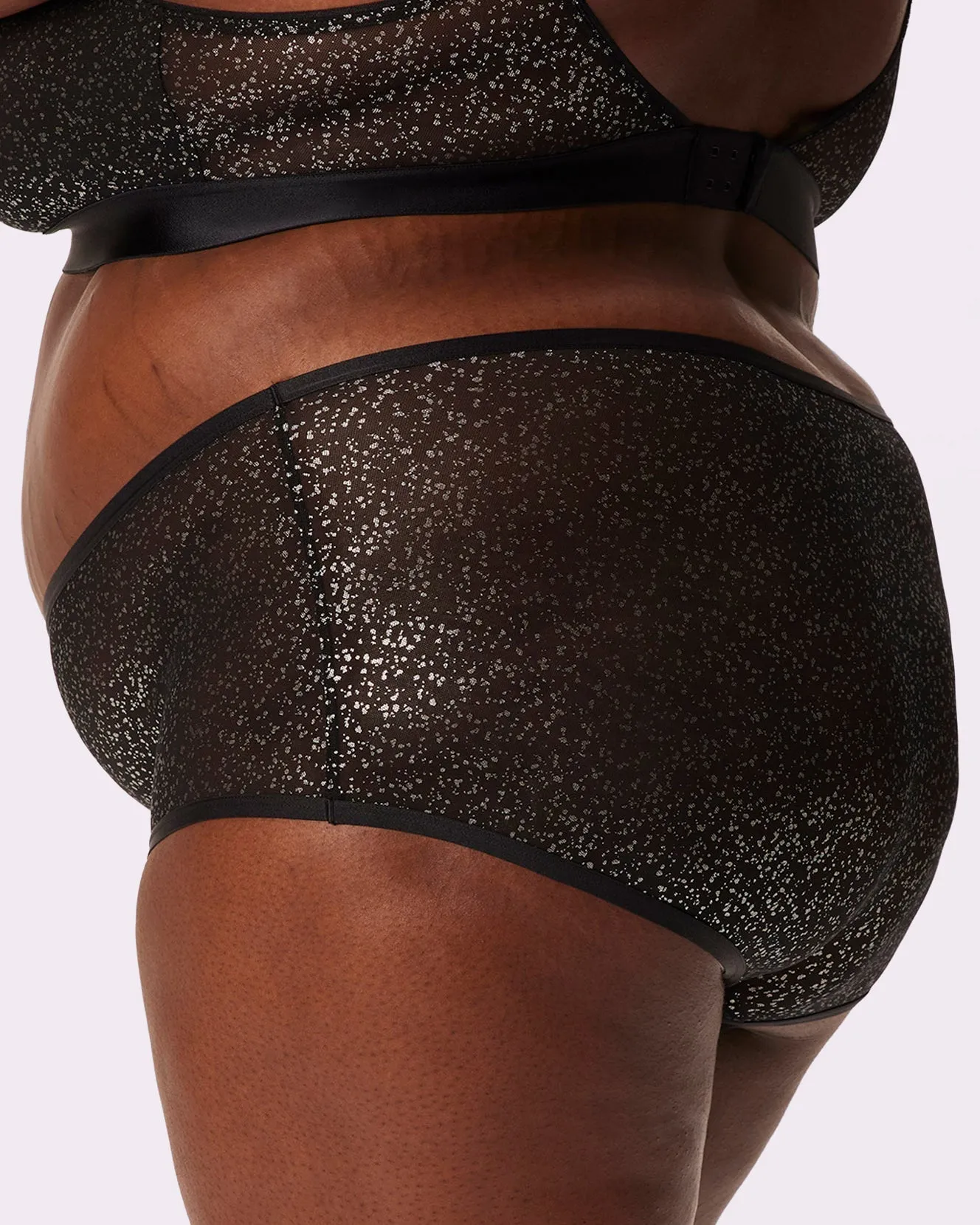 High Rise Boyshort | Silky Mesh | Archive (Gunmetal Glitter) sold by Parade