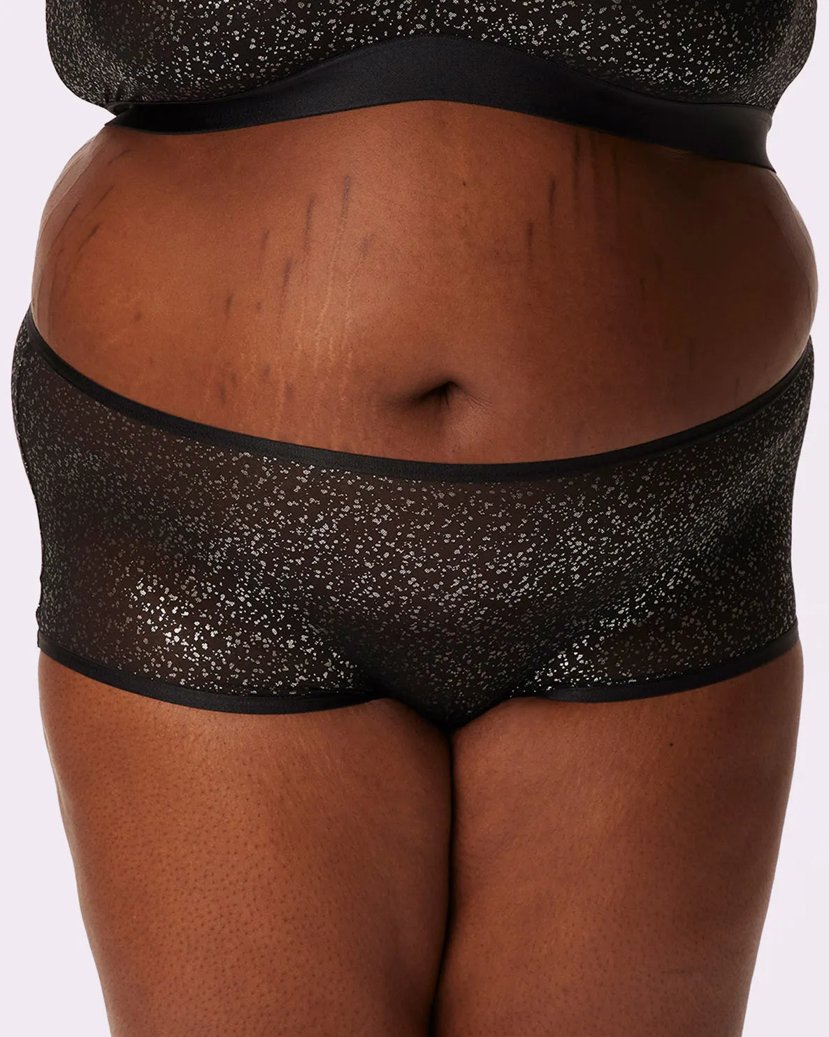 High Rise Boyshort | Silky Mesh | Archive (Gunmetal Glitter) sold by Parade product image thumbnail 2