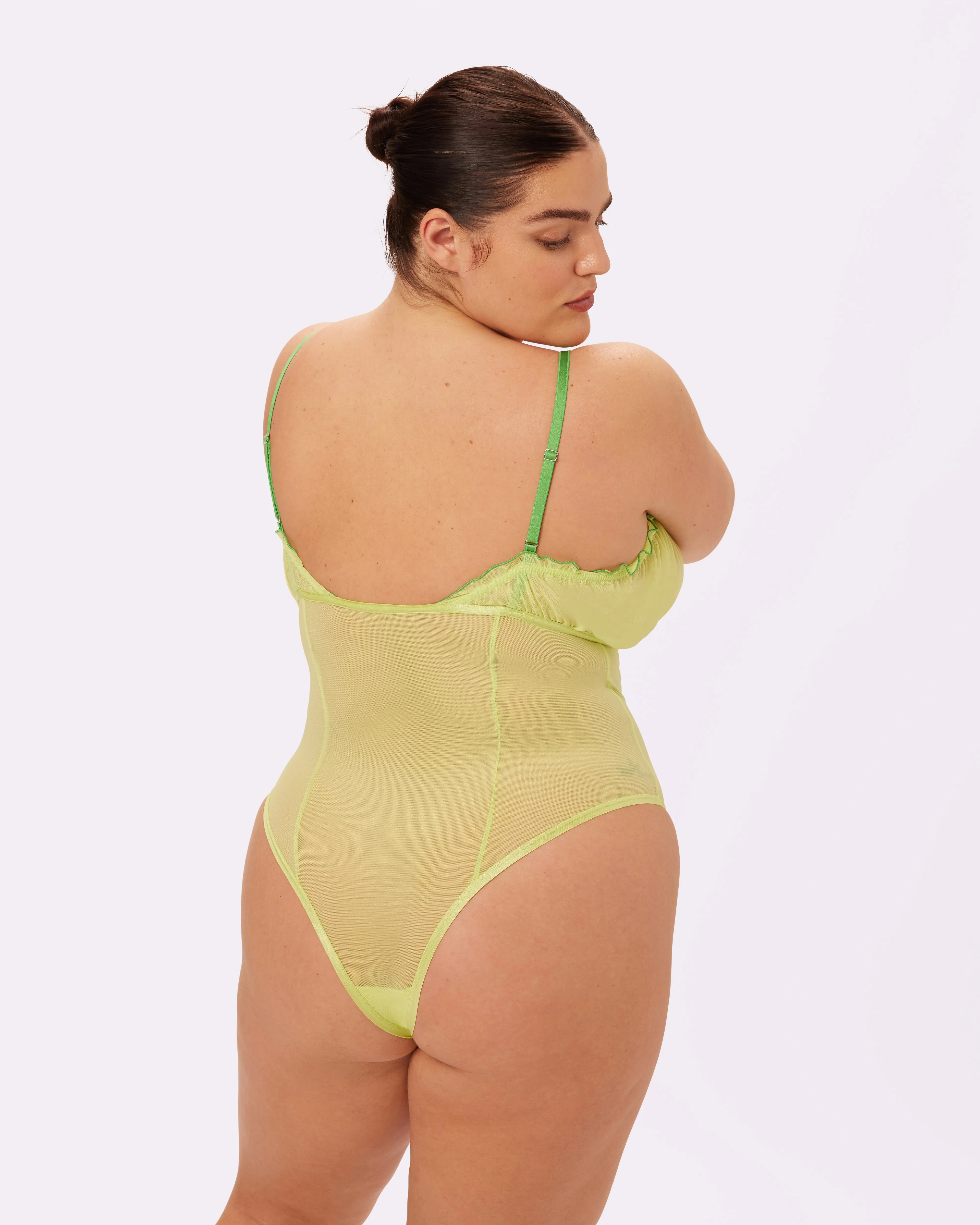 Sheer Pleasure Flutter Bodysuit | Silky Mesh | Archive (Limeade) sold by Parade product image thumbnail 4