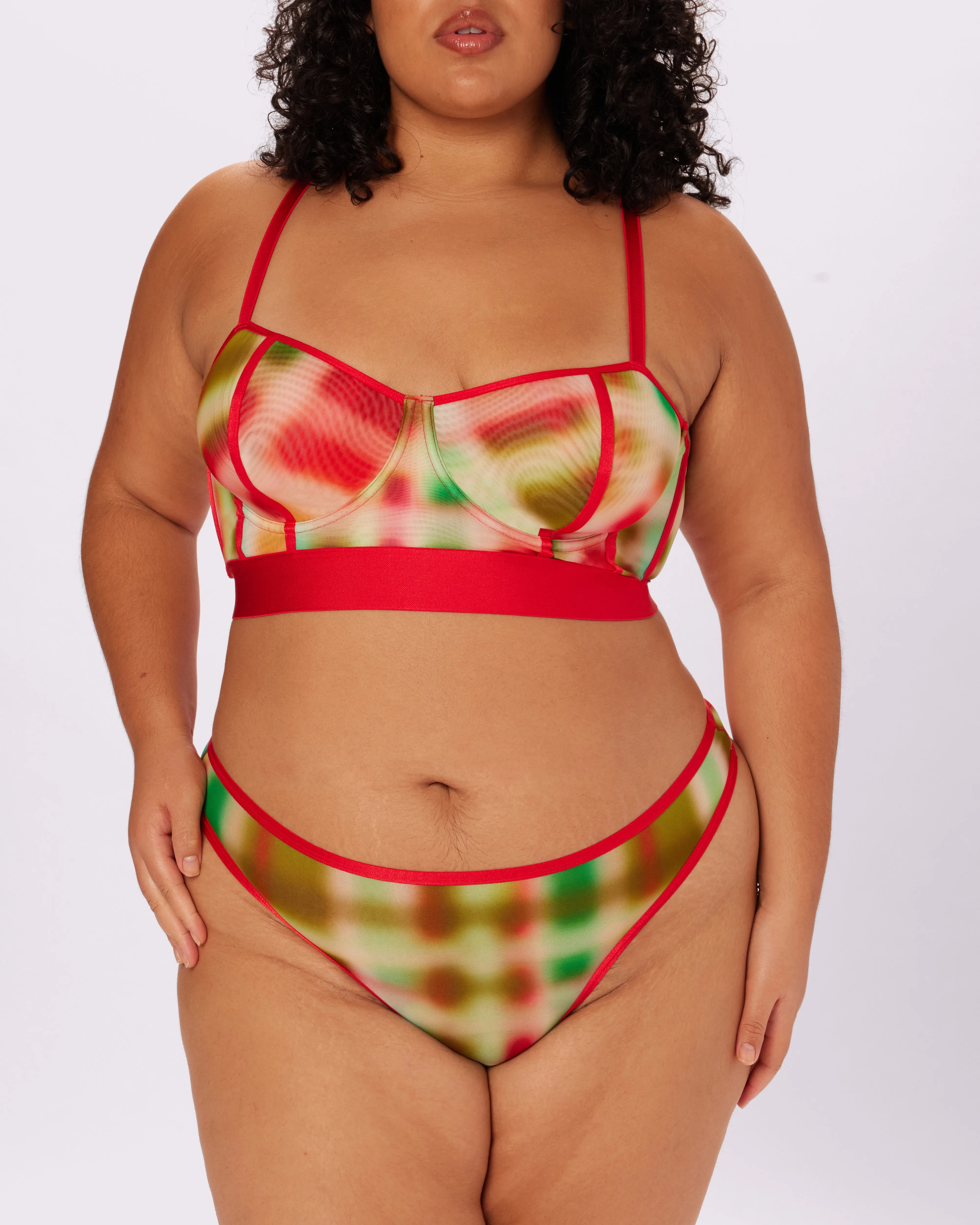 High Cut Thong | Silky Mesh (Tartan Haze) sold by Parade product image thumbnail 3