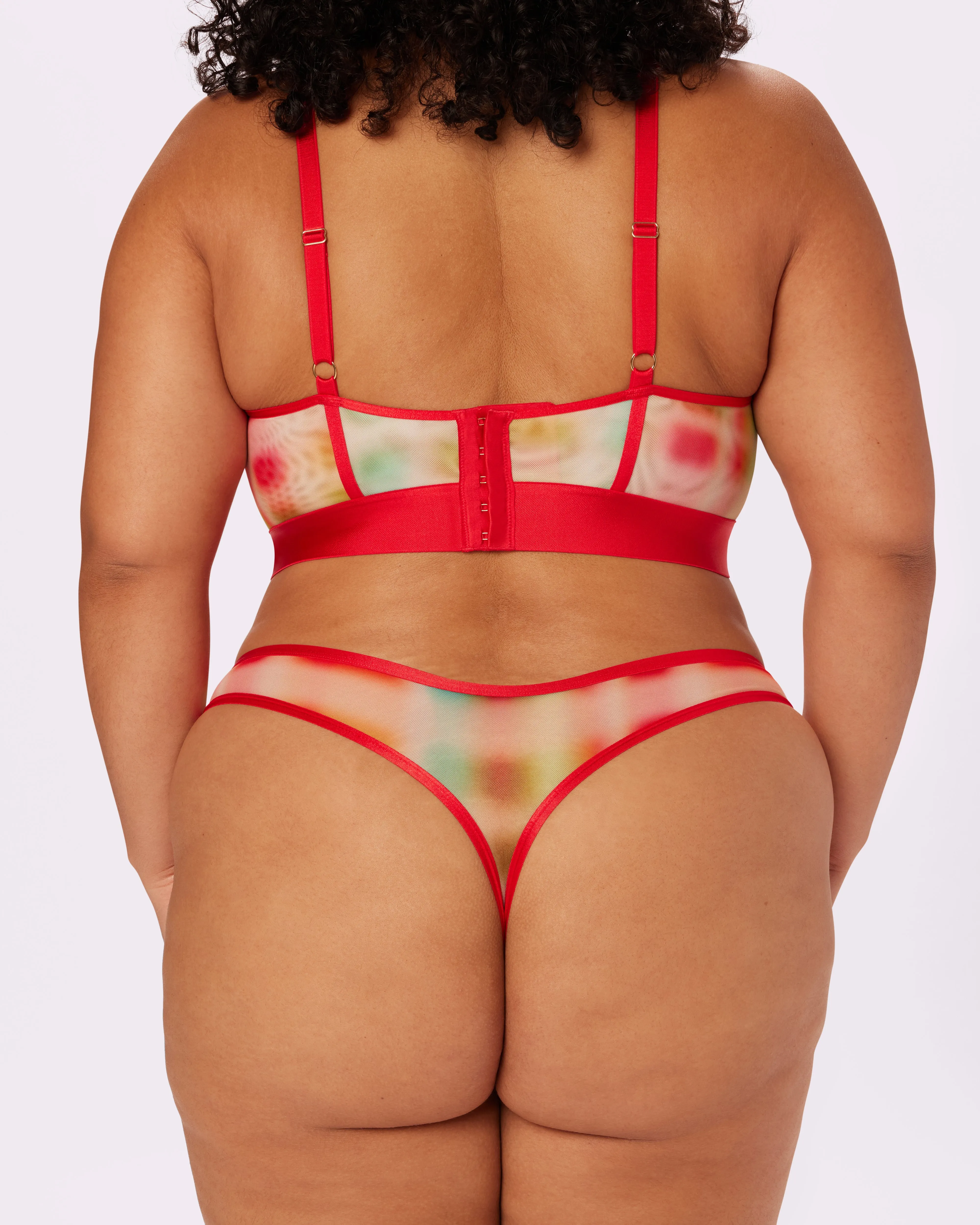 High Cut Thong | Silky Mesh (Tartan Haze) sold by Parade