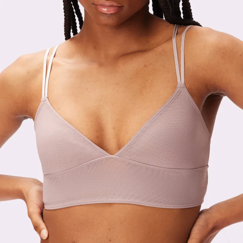 Strappy Longline Bralette | Silky Mesh | Archive (Sandcastle) sold by Parade