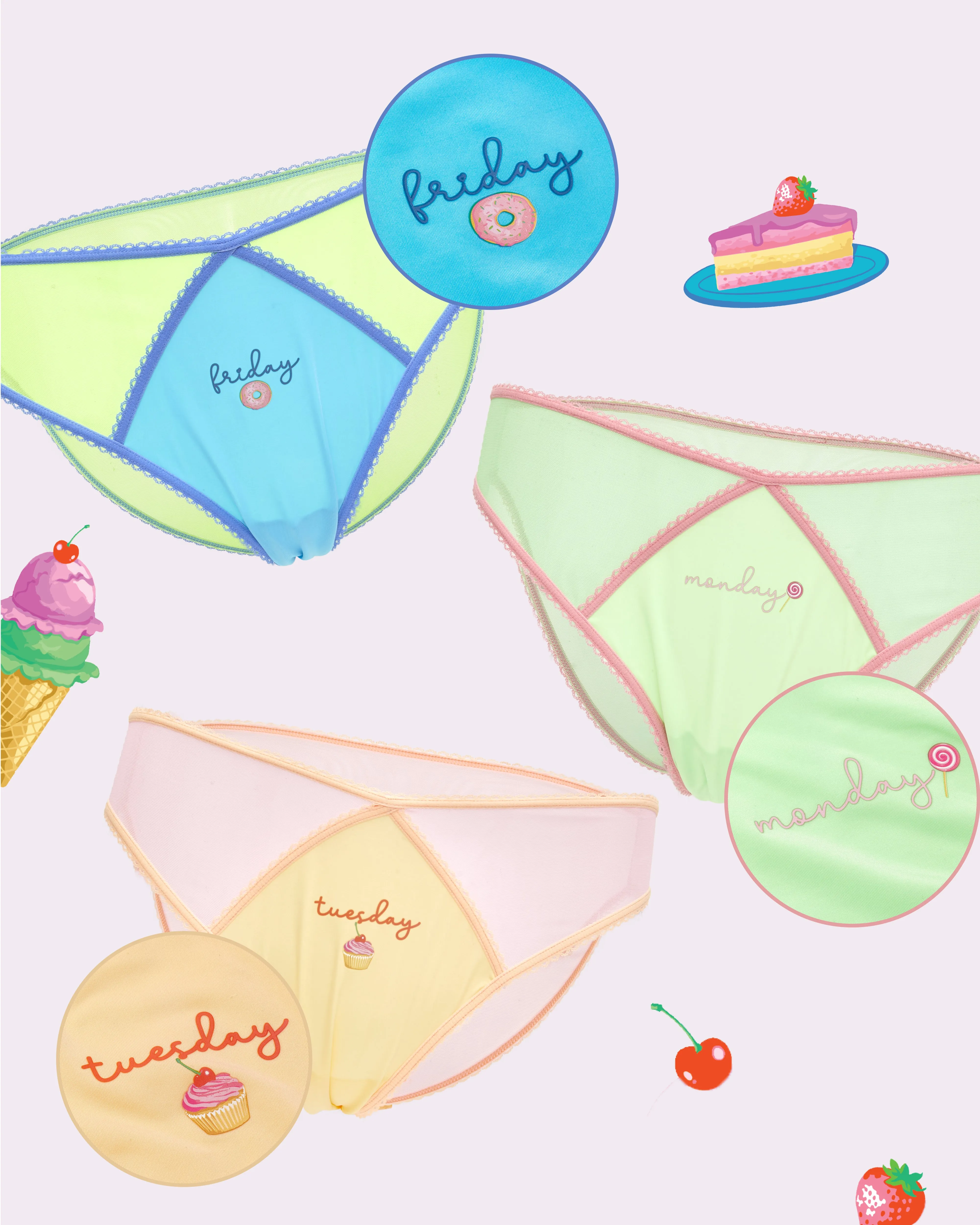 Silky Mesh Sweet Week 5-Day Cheeky Pack | Silky Mesh (Multicolor) sold by Parade product image thumbnail 2