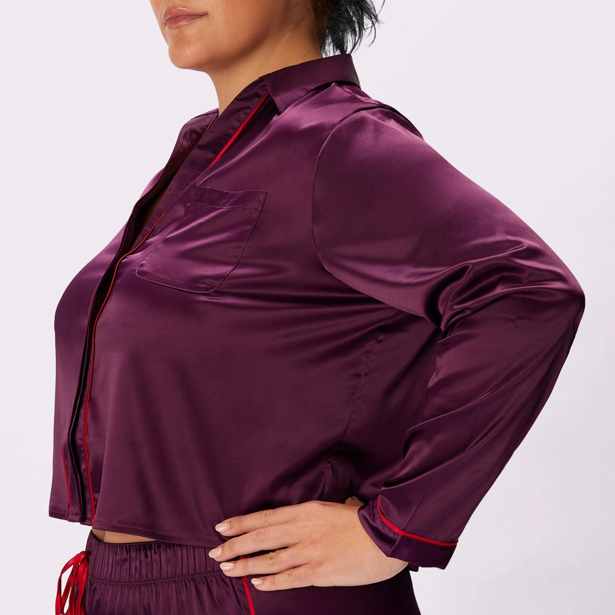 Dream Longsleeve Button Up | Luxe Satin | Archive (Bordeaux) sold by Parade product image thumbnail 3