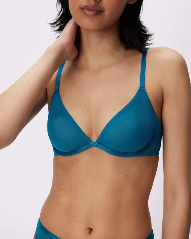 Sheer Comfort Triangle Bra | Silky Mesh | Archive (Lagoon) sold by Parade