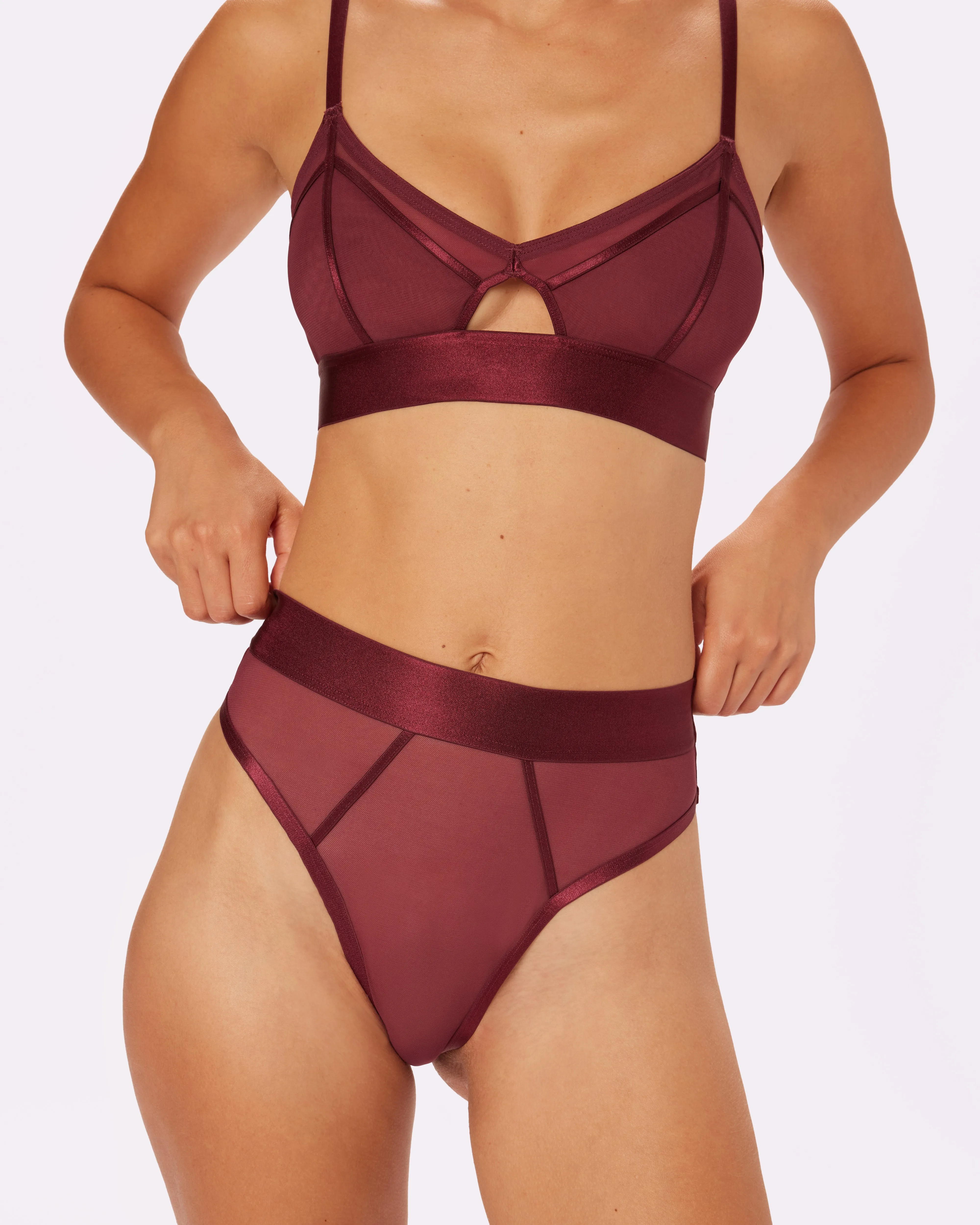 Sheer Sculpt Pop High Cut Thong | Silky Mesh | Archive (Blackberry) sold by Parade product image thumbnail 4