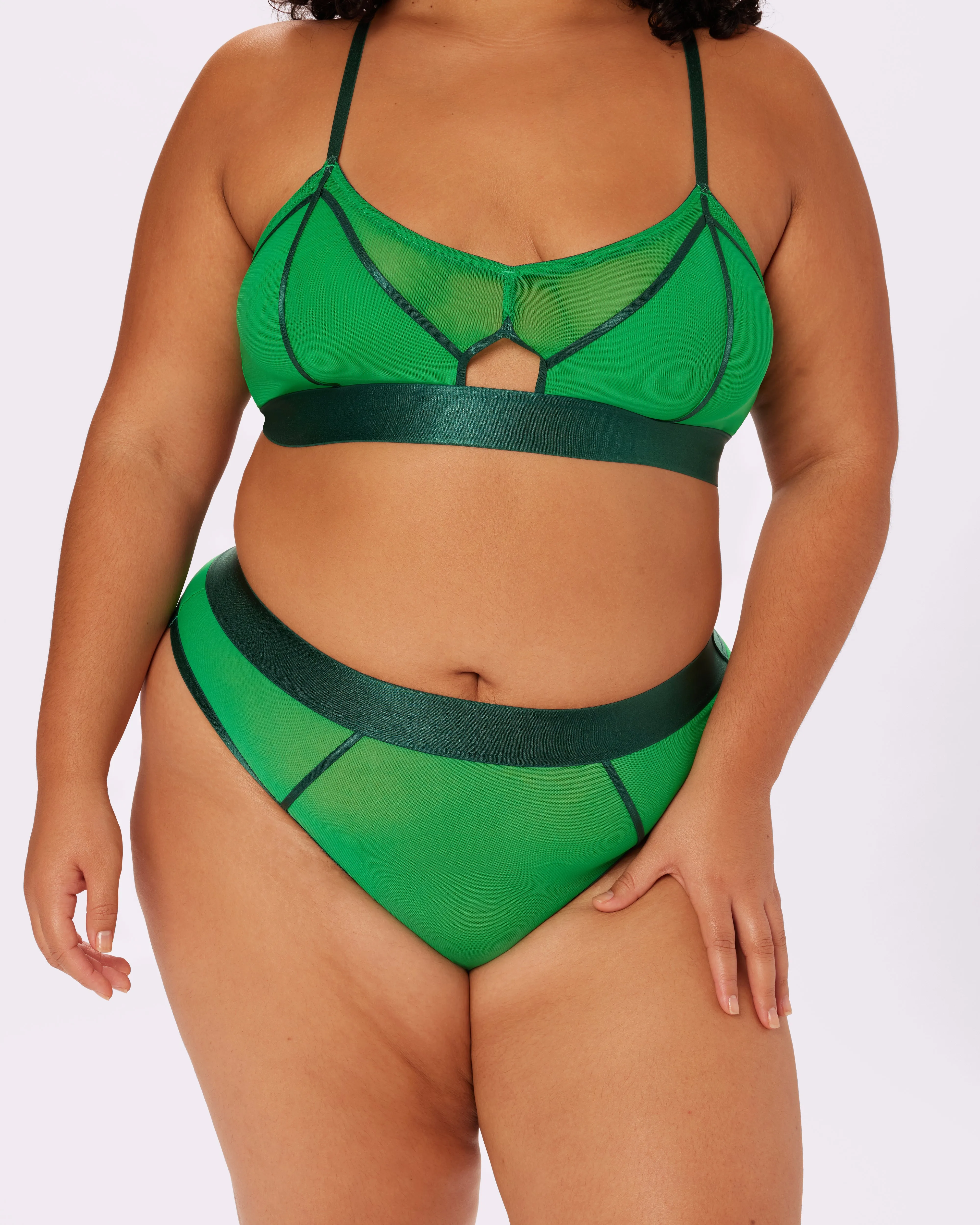 Sheer Sculpt Pop High Cut Thong | Silky Mesh | Archive (June Bug) sold by Parade product image thumbnail 5