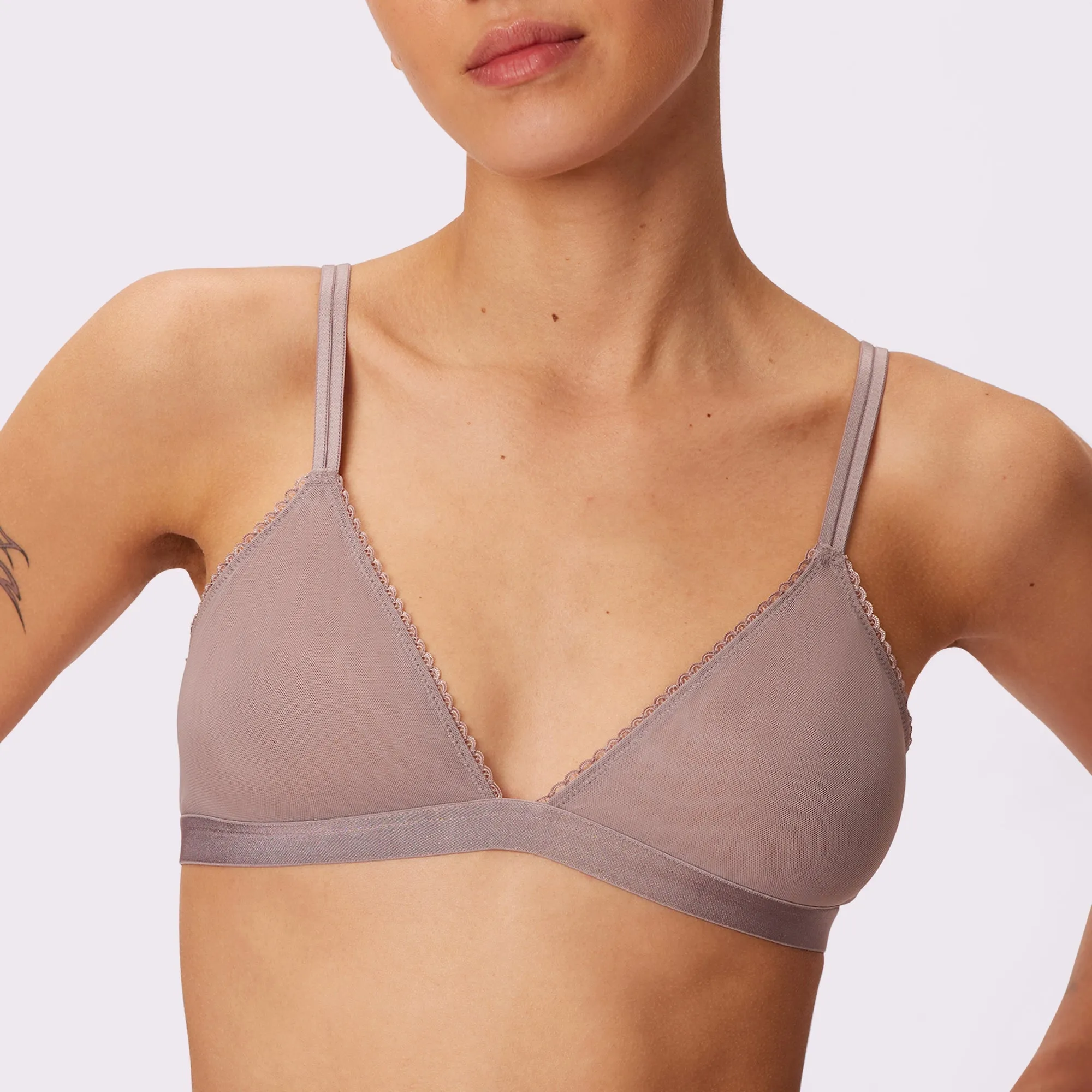 Flirty Lace Touch Triangle Bralette | Silky Mesh | Archive (Sandcastle) sold by Parade
