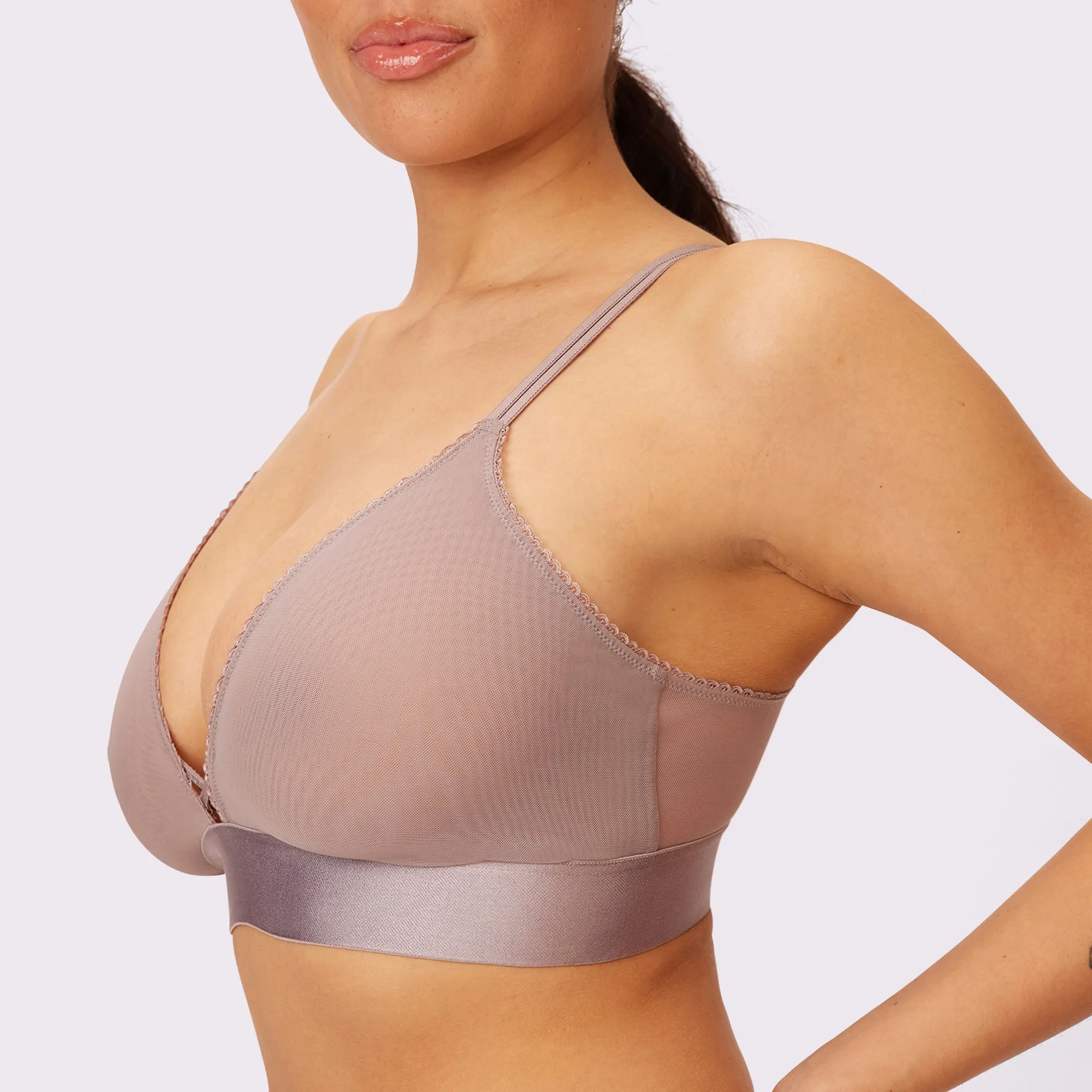 Flirty Lace Touch Triangle Bralette | Silky Mesh | Archive (Sandcastle) sold by Parade product image thumbnail 4