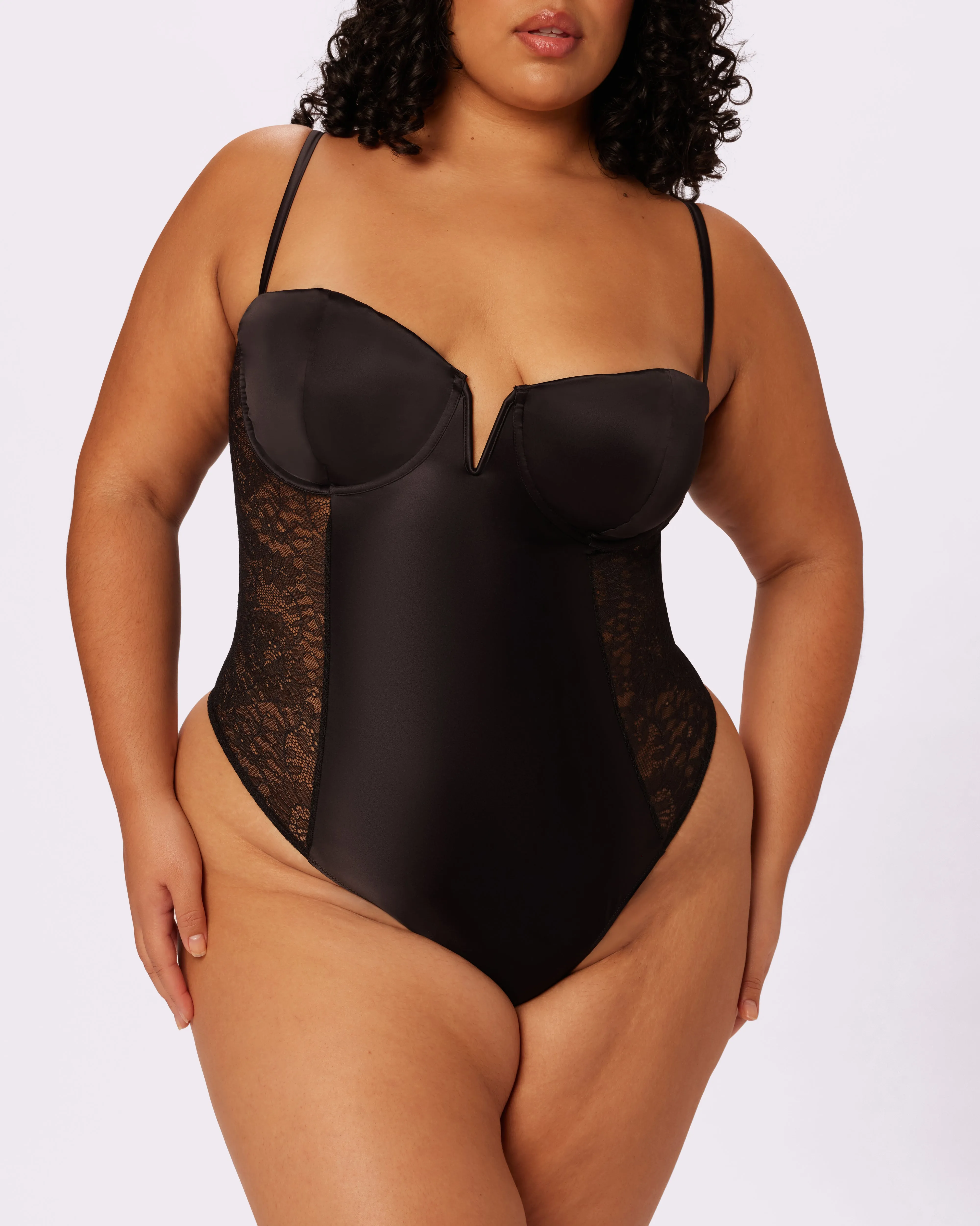 Luminous Contour Demi Bodysuit | Glow Satin | Archive (Eightball) sold by Parade