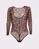 Silky Mesh Long Sleeve Bodysuit | Silky Mesh (Crowned Hearts) sold by Parade