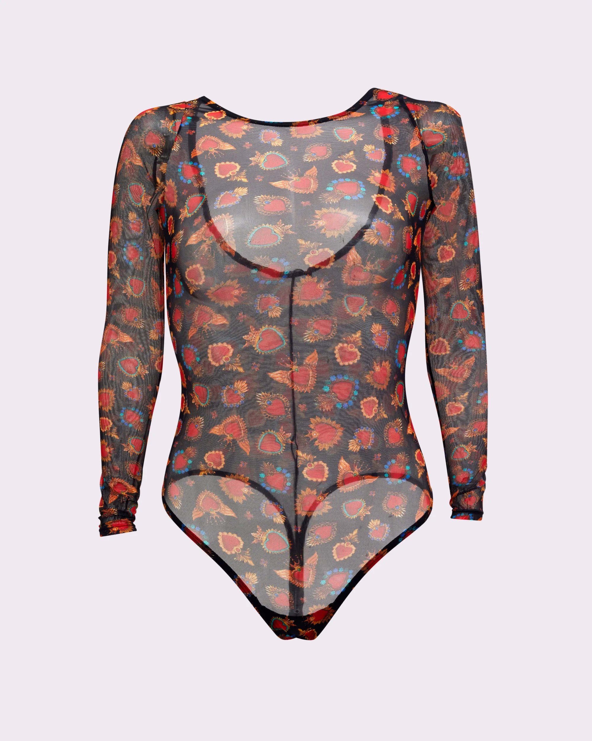Silky Mesh Long Sleeve Bodysuit | Silky Mesh (Crowned Hearts) sold by Parade product image thumbnail 4