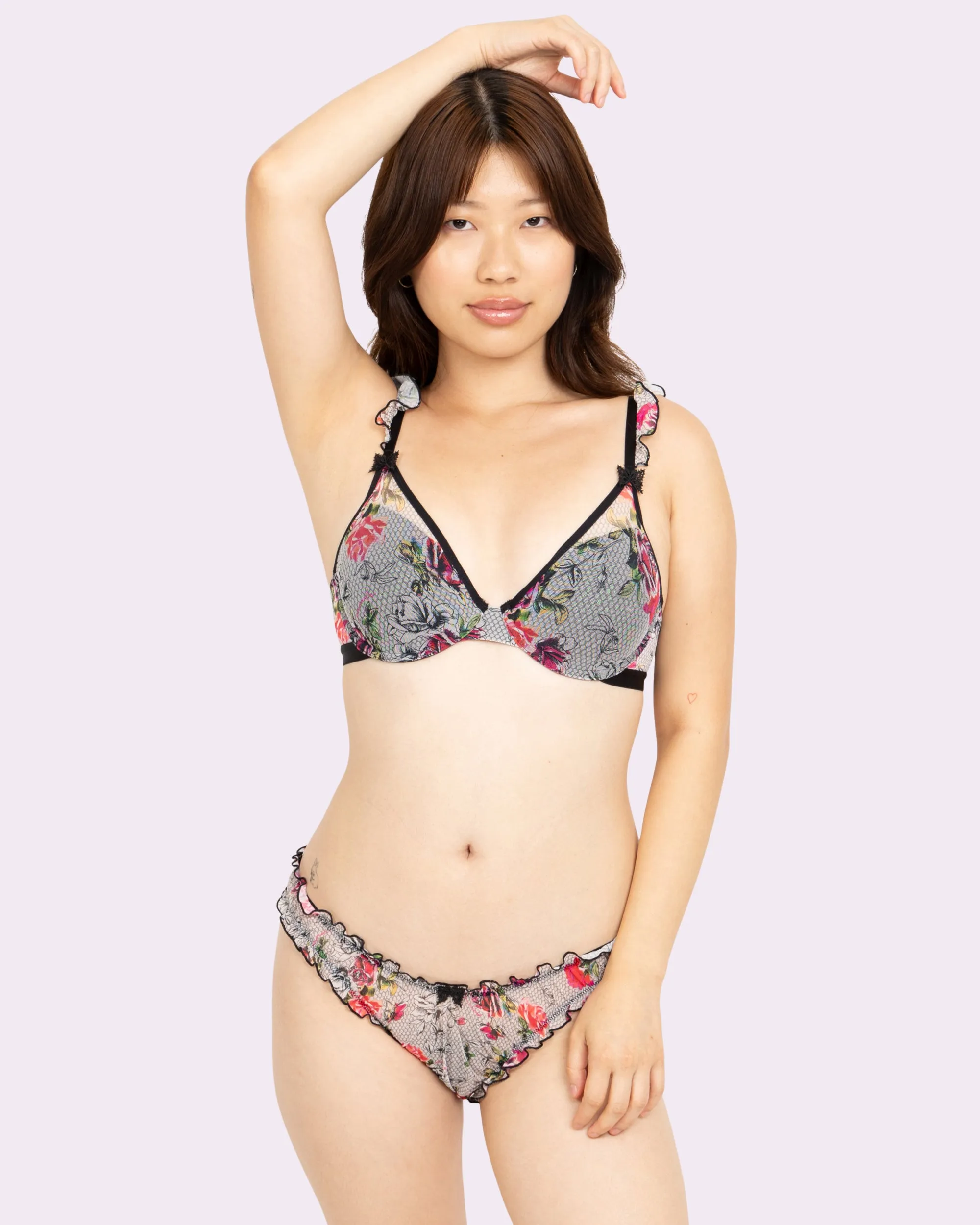 Silky Mesh Flutter Strap T-Shirt Bra | Silky Mesh | Archive (Tattoo Floral) sold by Parade product image thumbnail 4