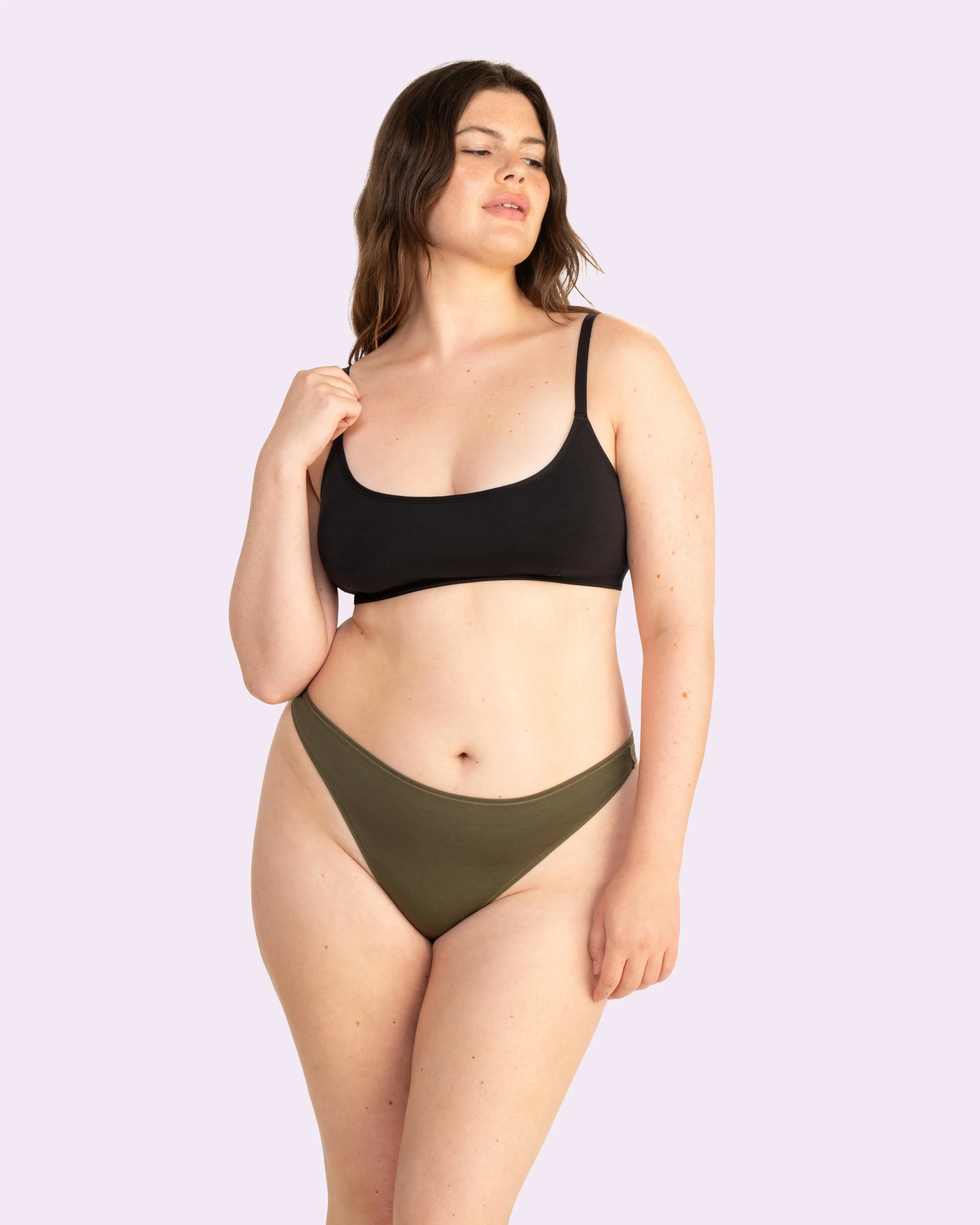 Ultra-Flattering High Rise Thong | New:Cotton (Olive Night) sold by Parade product image thumbnail 4