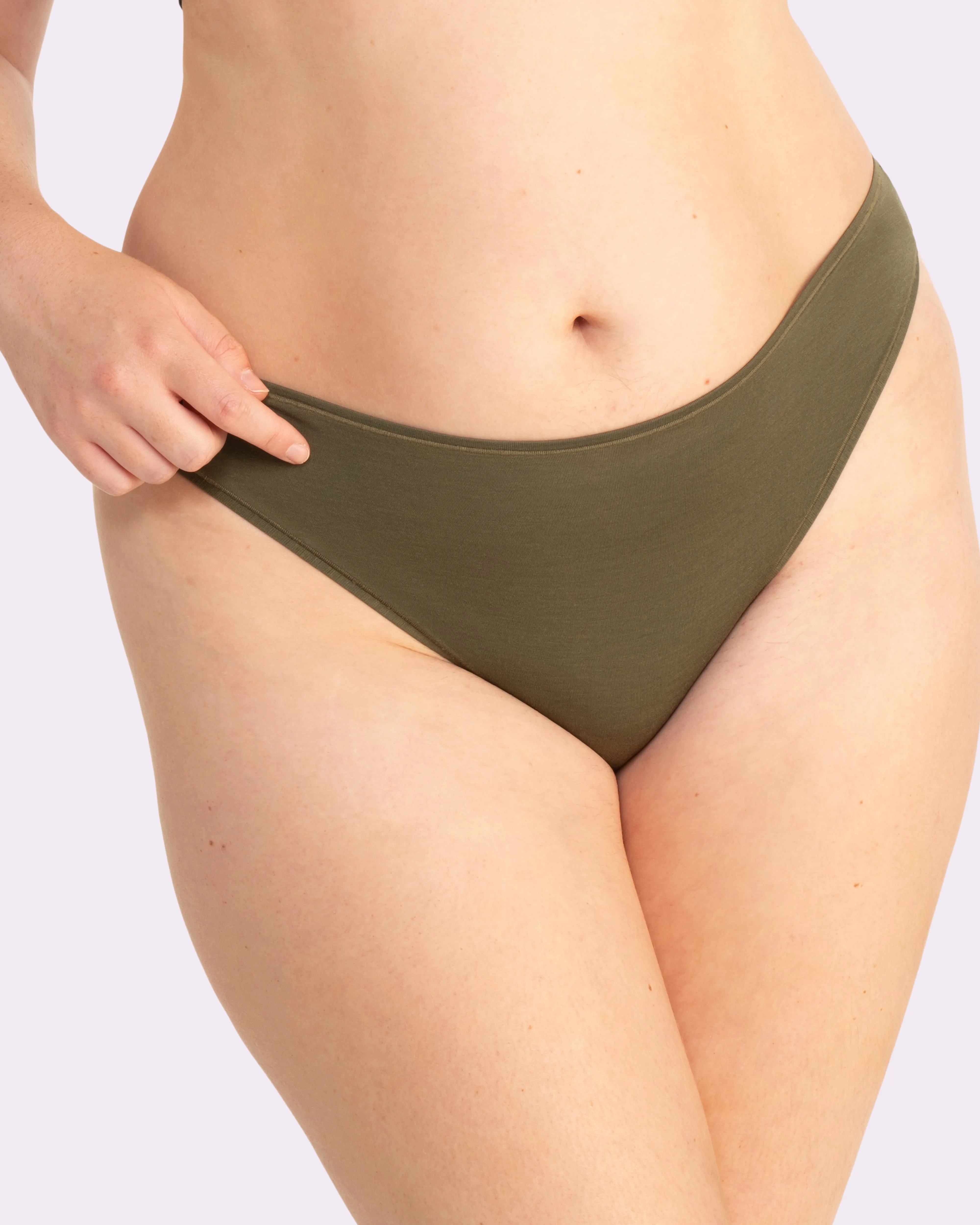 Vintage High Cut Cheeky | New:Cotton (Olive Night) sold by Parade