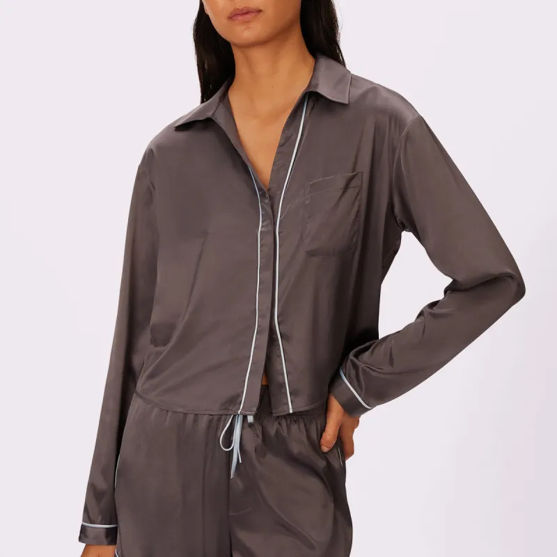 Dream Longsleeve Button Up | Luxe Satin | Archive (Blackened Pearl) sold by Parade