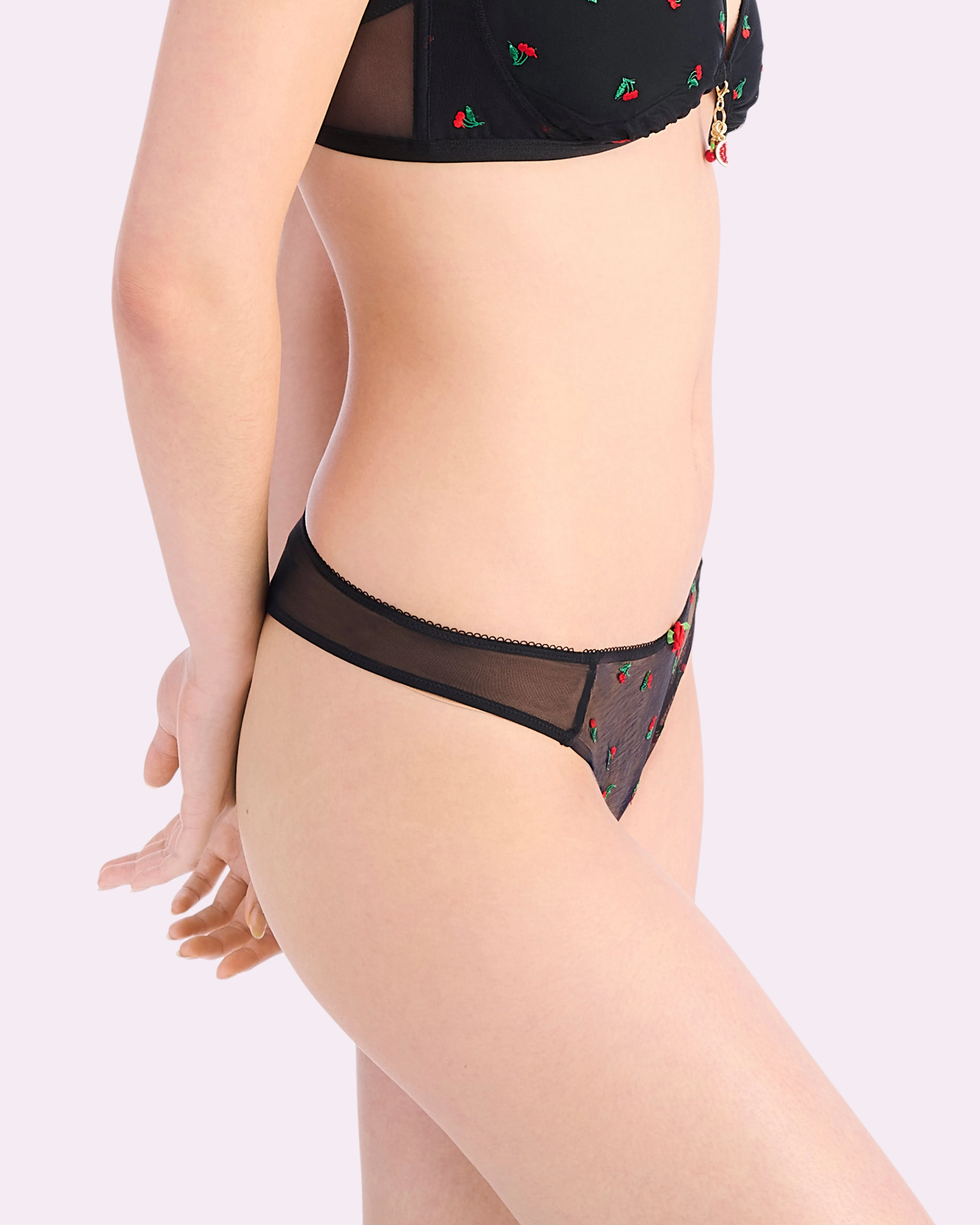 Embroidered Mesh Thong | Embroidered Mesh (Sweet Cherries Embroidery) sold by Parade product image thumbnail 3