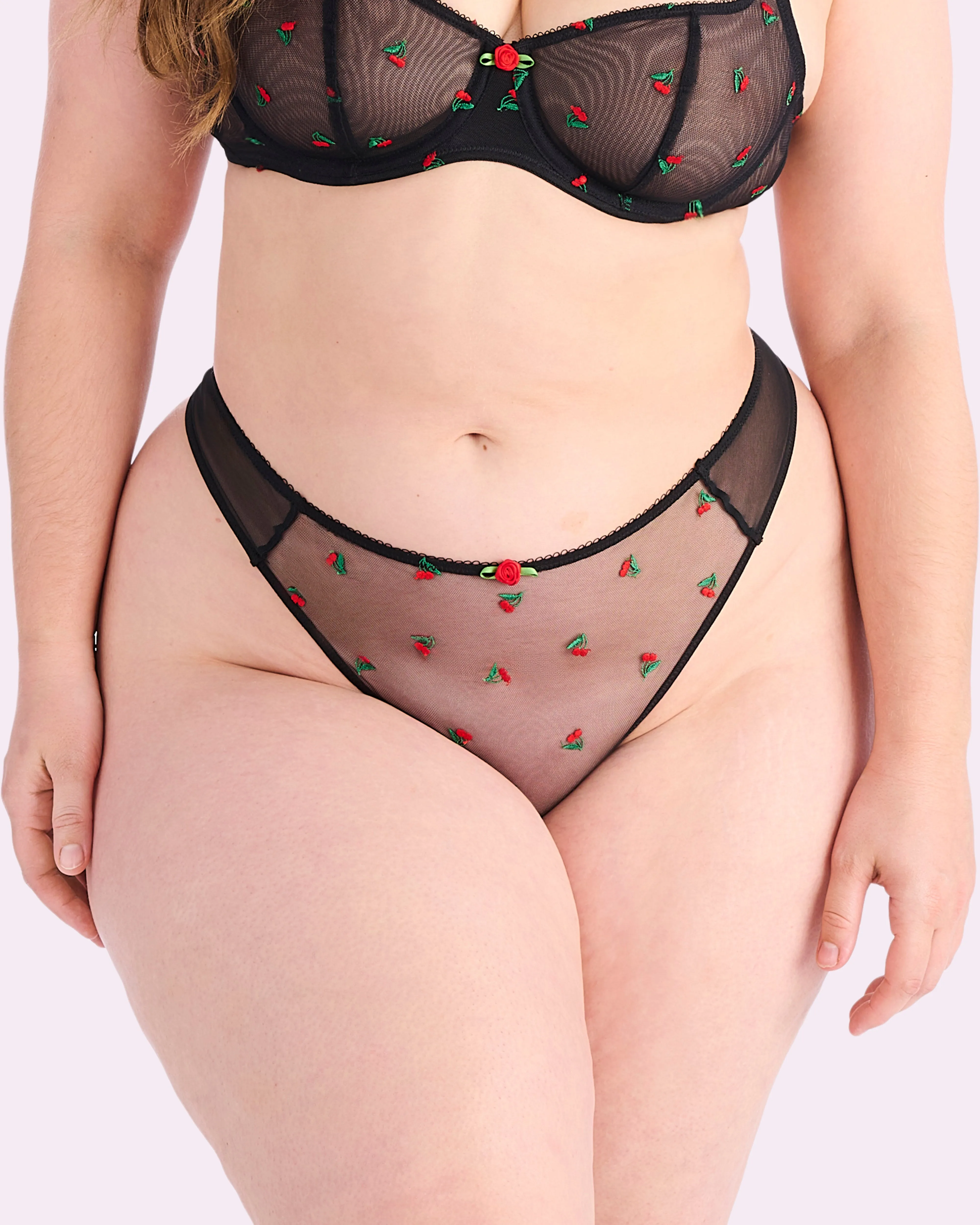 Embroidered Mesh Cheeky | Embroidered Mesh (Sweet Cherries Embroidery) sold by Parade