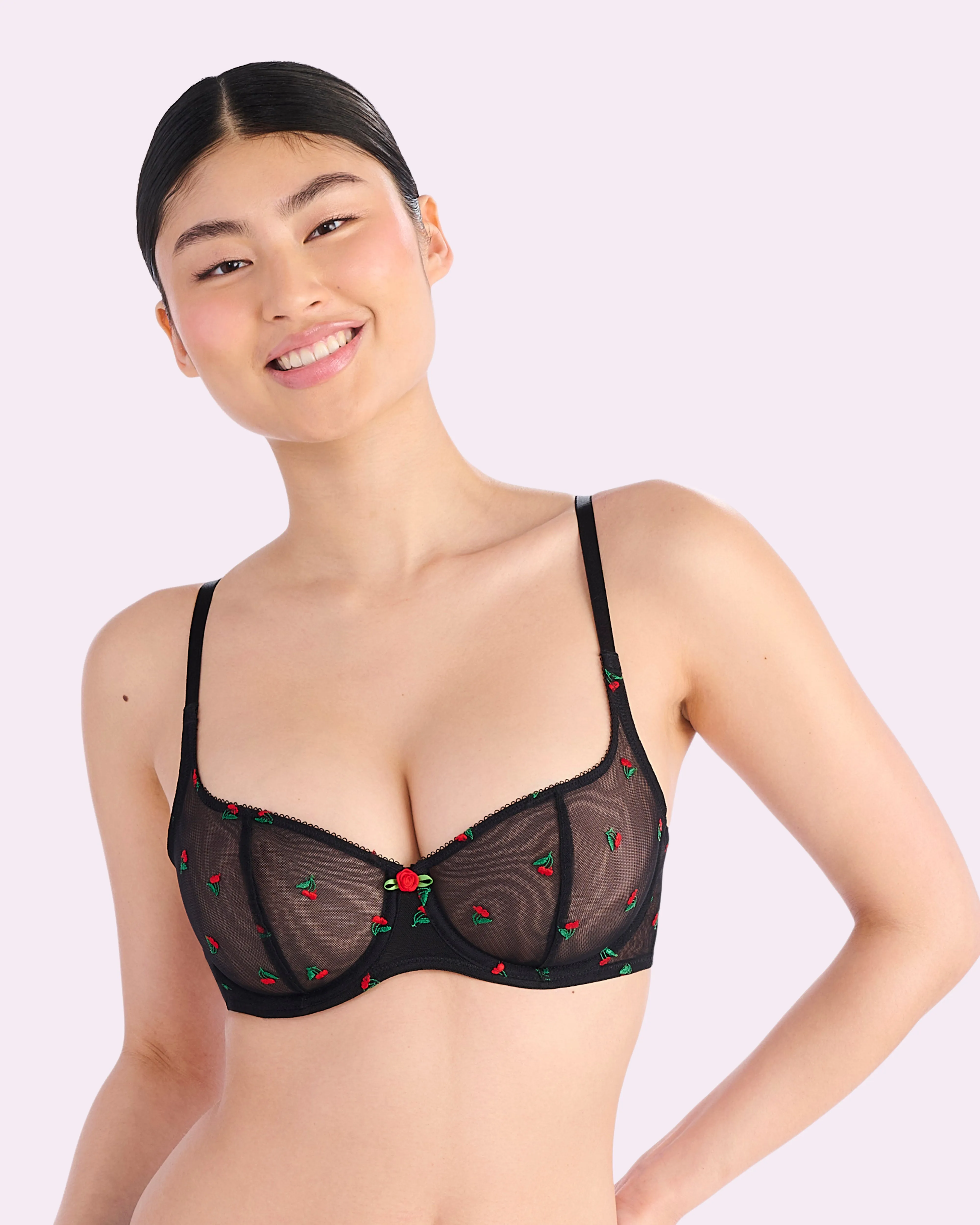 Embroidered Mesh Balconette Bra | Embroidered Mesh (Sweet Cherries Embroidery) sold by Parade product image thumbnail 5