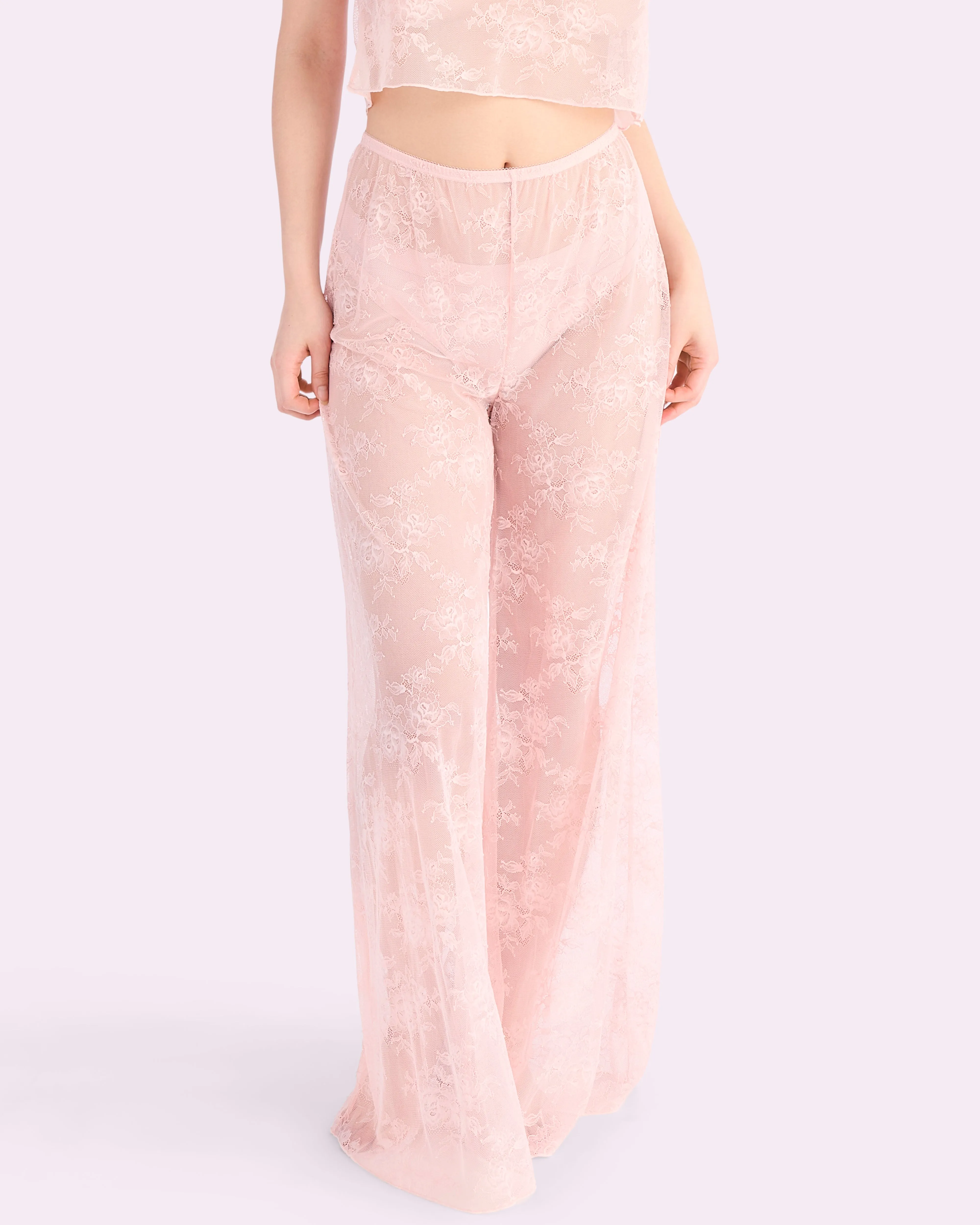 That Lace Wide Leg Pants | That Lace (Blushing Rose) sold by Parade