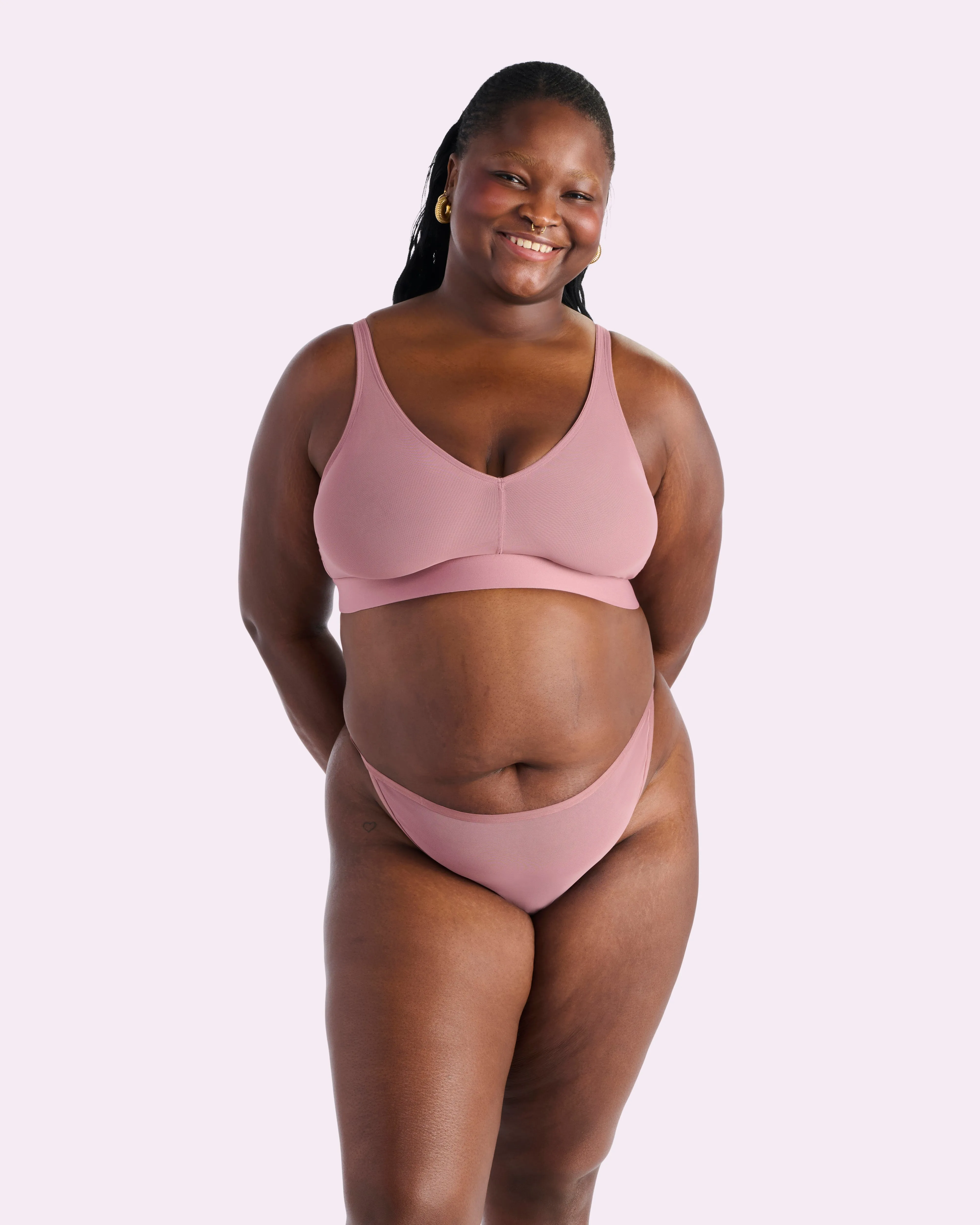 Silky Mesh Plunge Bralette | Silky Mesh (Premium Plum) sold by Parade product image thumbnail 4