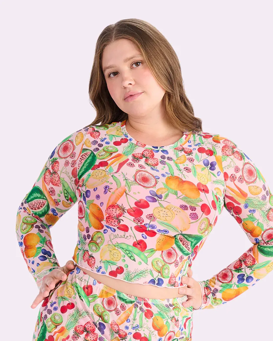 Silky Mesh Long Sleeve Crop Cover Up | Silky Mesh (Farmer's Market) sold by Parade