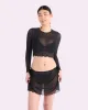 Silky Mesh Long Sleeve Crop Cover Up | Silky Mesh (Eightball) sold by Parade
