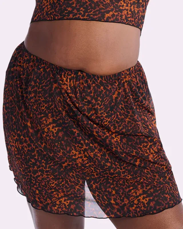 Silky Mesh Mini Skirt Cover Up | Silky Mesh (Parade Leopard) sold by Parade