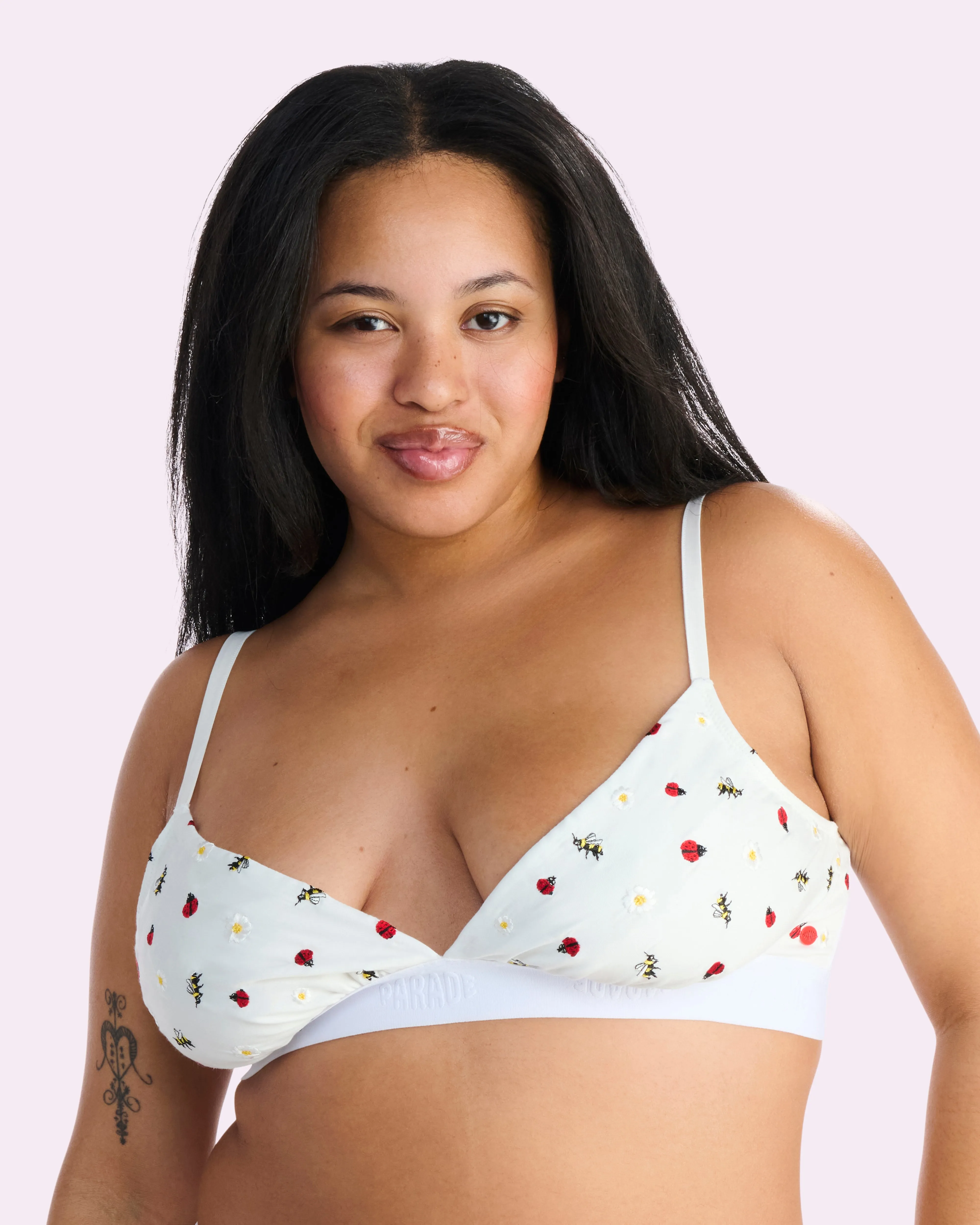 Parade Poplin Triangle Bralette | Parade Poplin (Garden Embroidery) sold by Parade