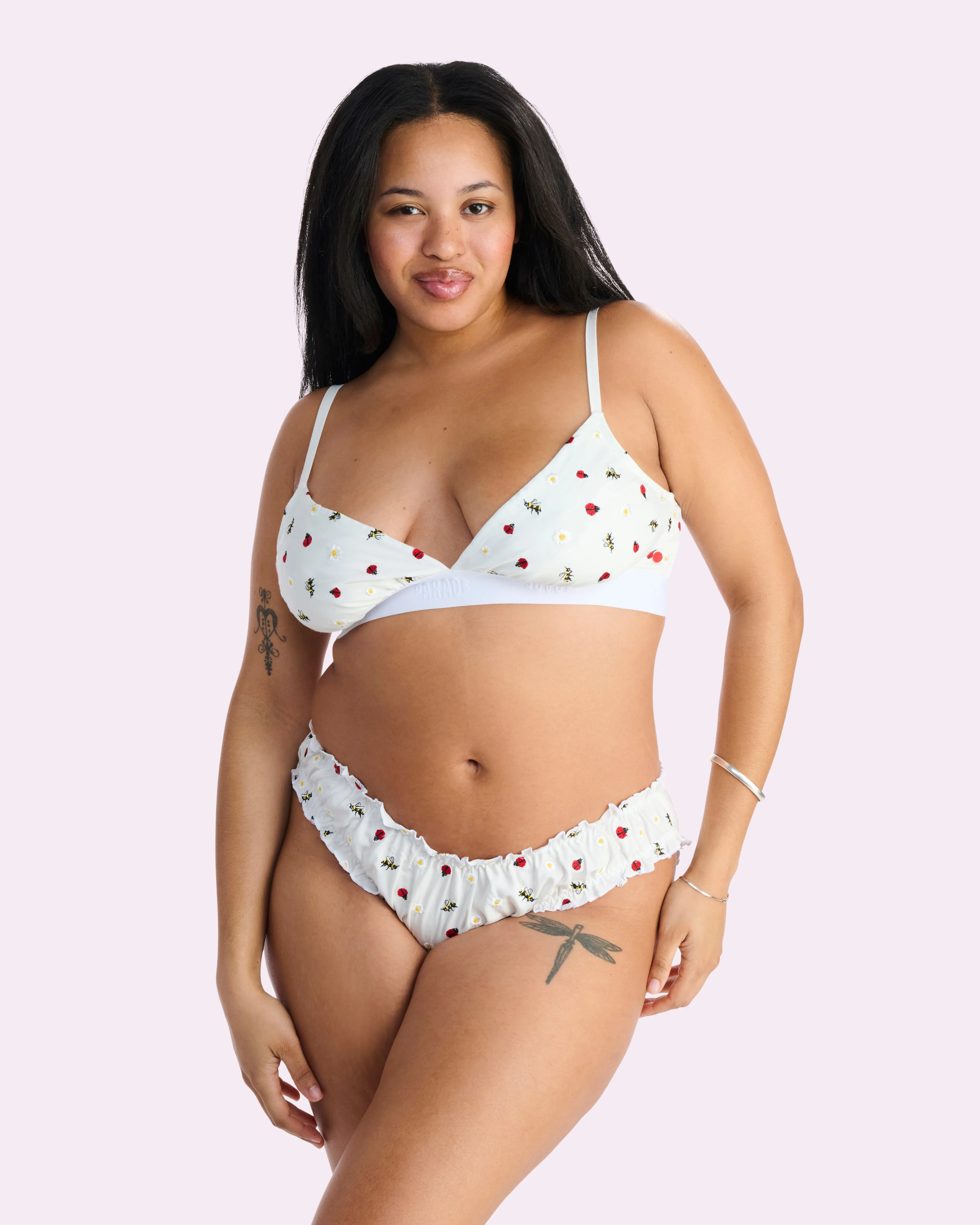 Parade Poplin Triangle Bralette | Parade Poplin (Garden Embroidery) sold by Parade product image thumbnail 4