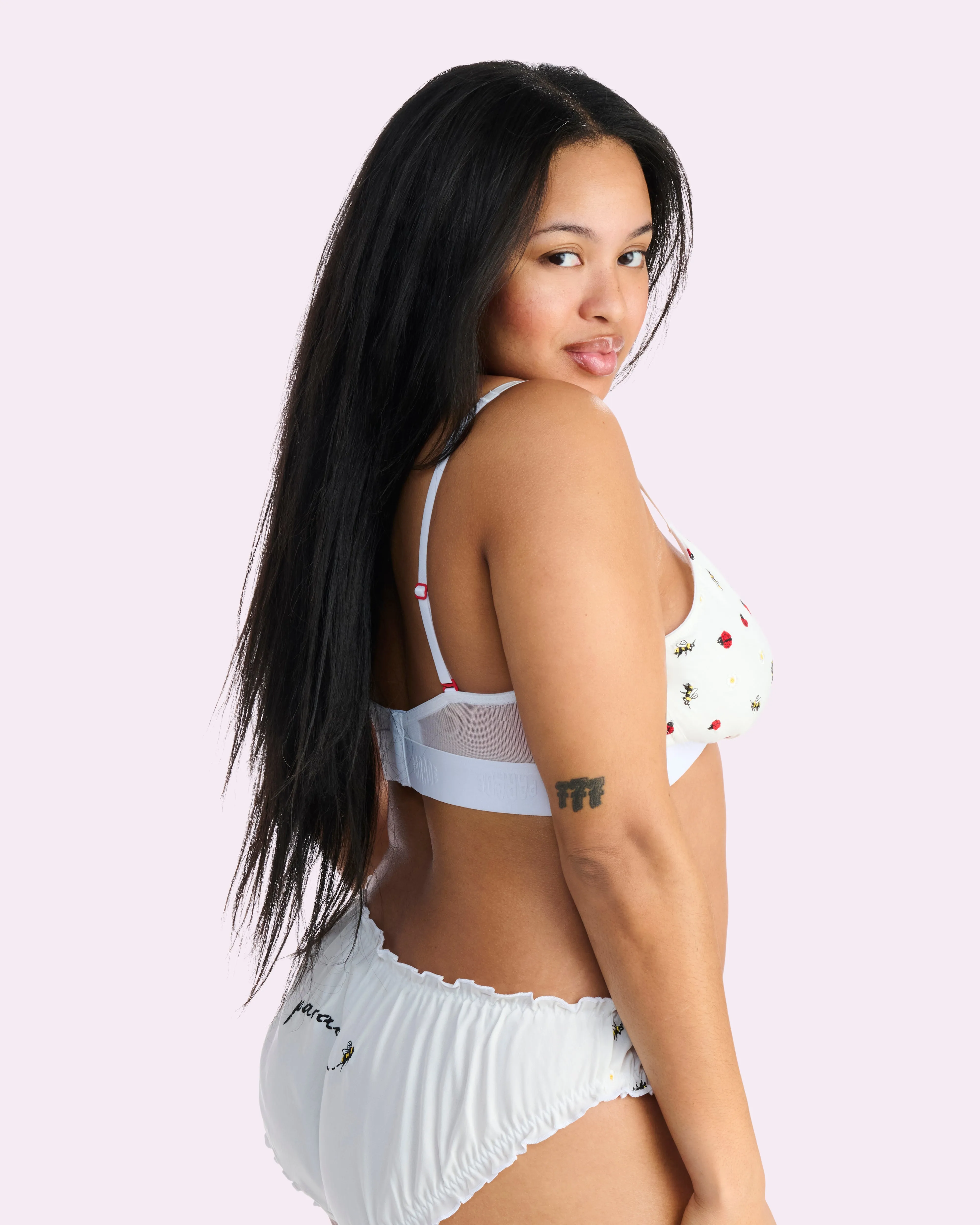 Parade Poplin Triangle Bralette | Parade Poplin (Garden Embroidery) sold by Parade product image thumbnail 3