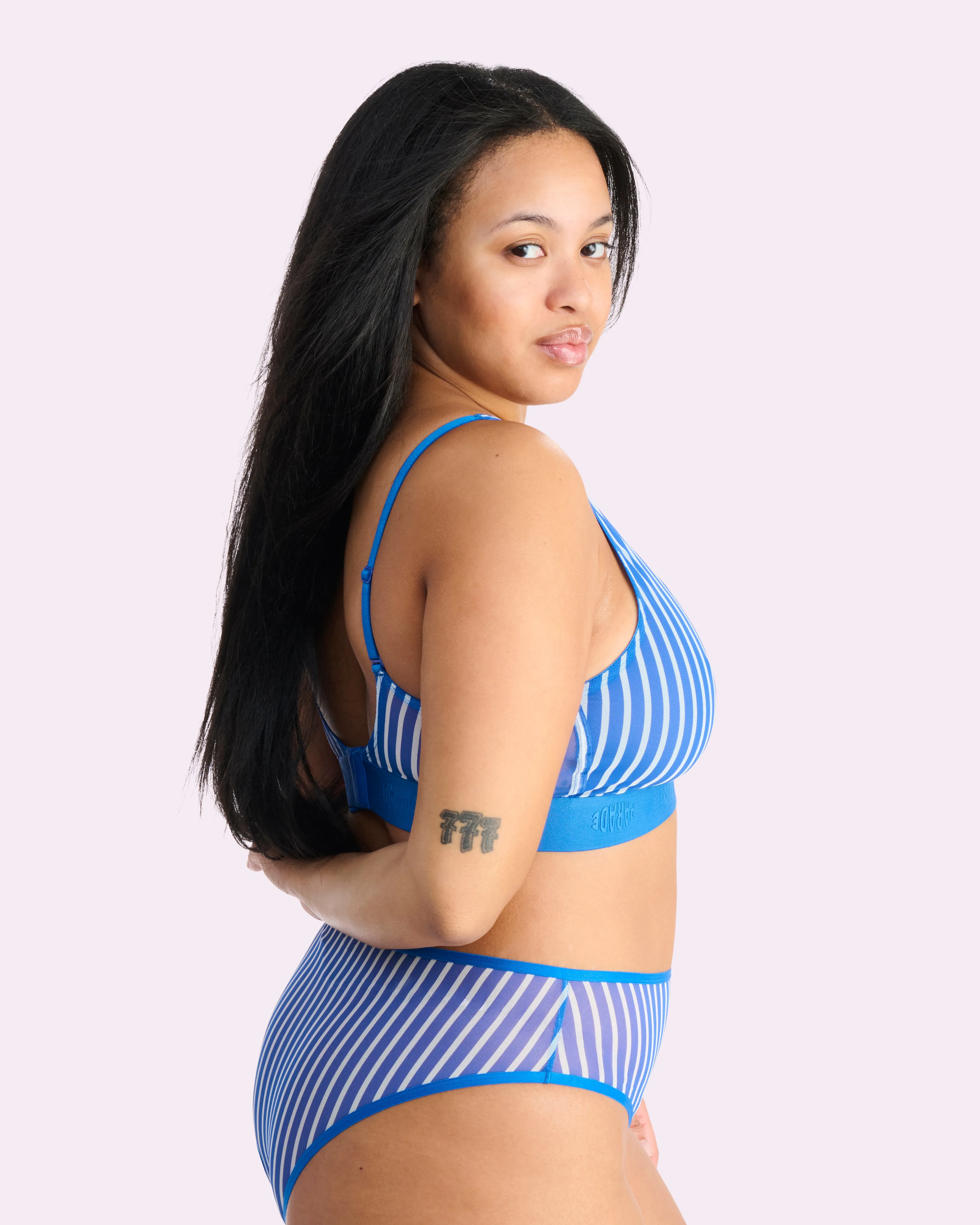 Silky Mesh Scoop Bralette | Silky Mesh (Paradise Stripe) sold by Parade product image thumbnail 3