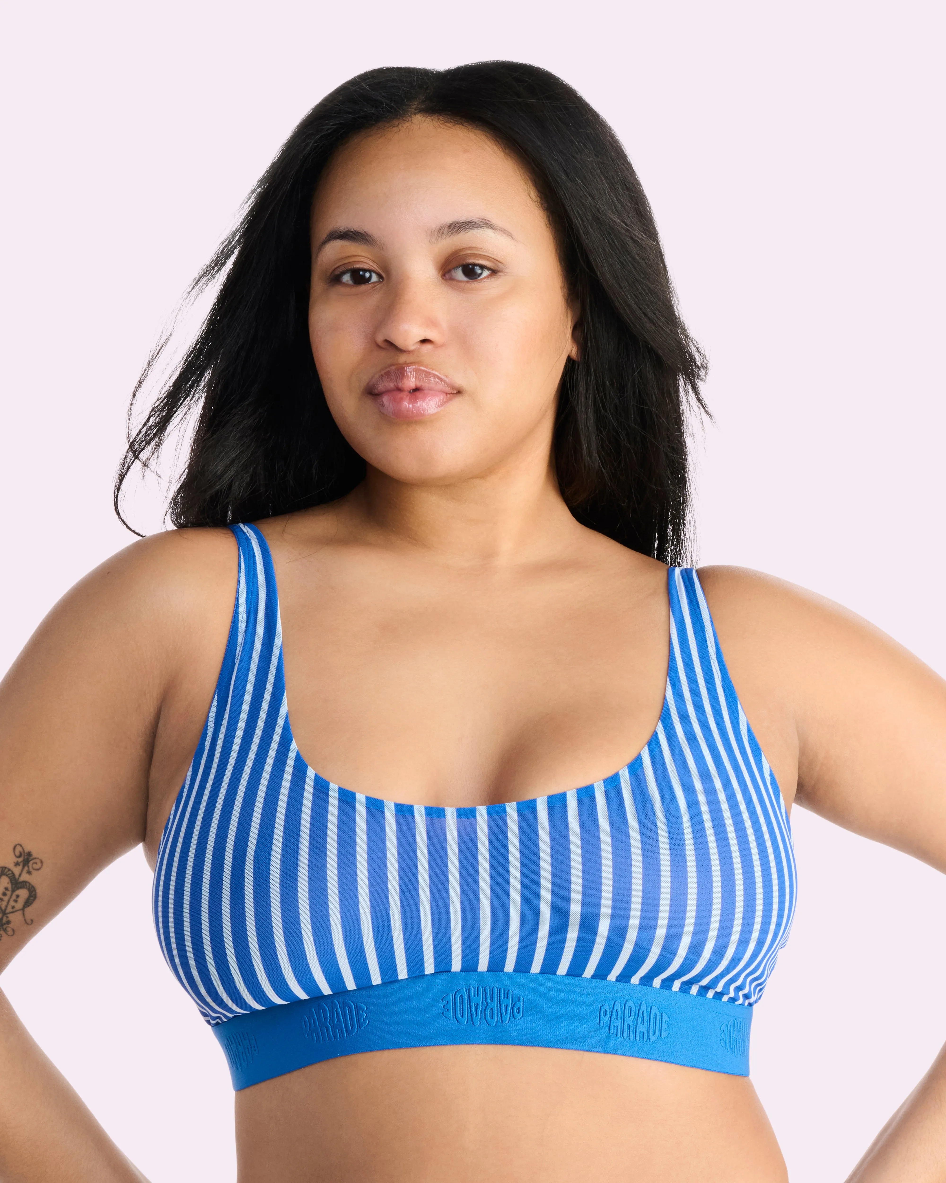 Silky Mesh Scoop Bralette | Silky Mesh (Paradise Stripe) sold by Parade