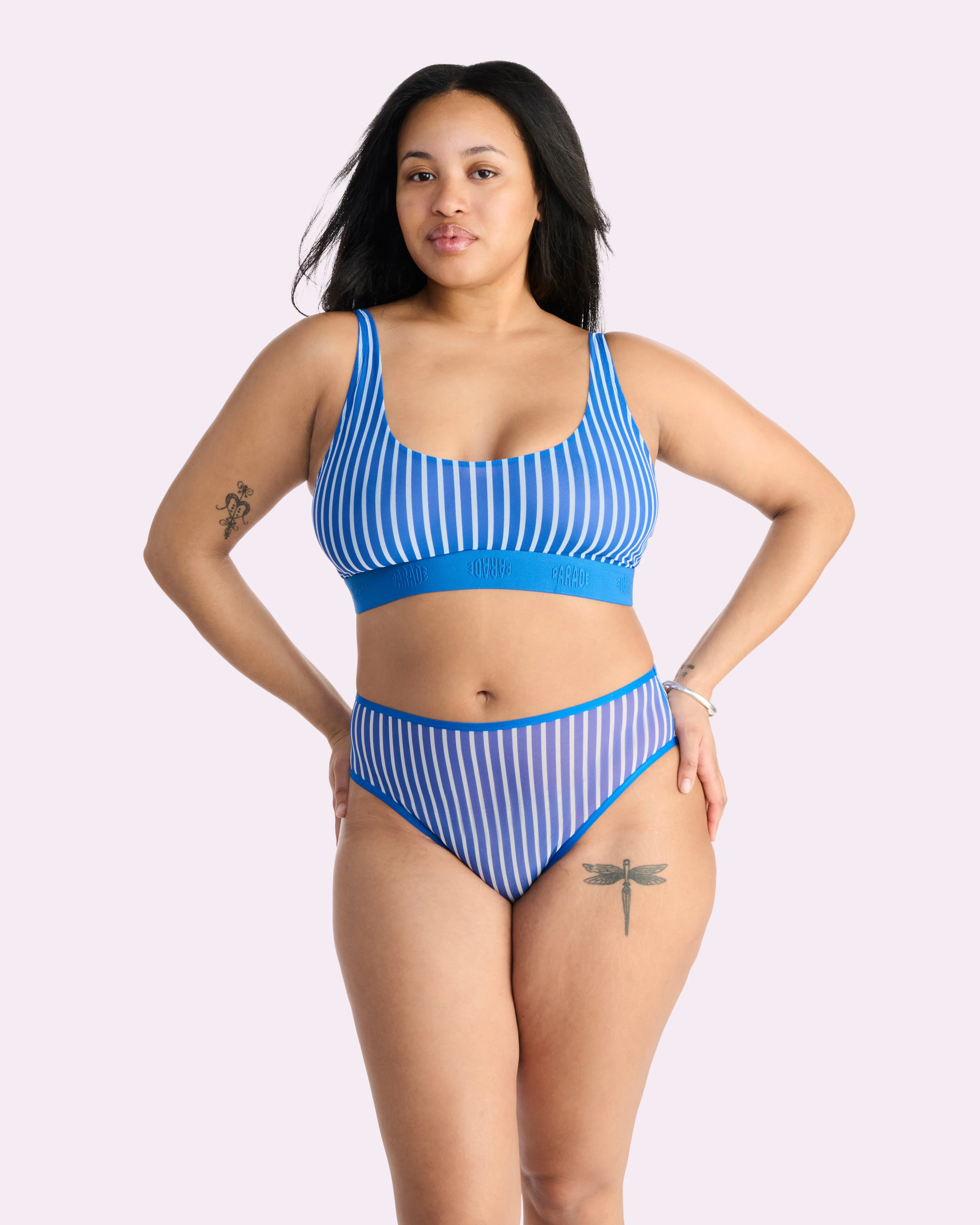 Silky Mesh High Rise Cheeky | Silky Mesh (Paradise Stripe) sold by Parade product image thumbnail 4