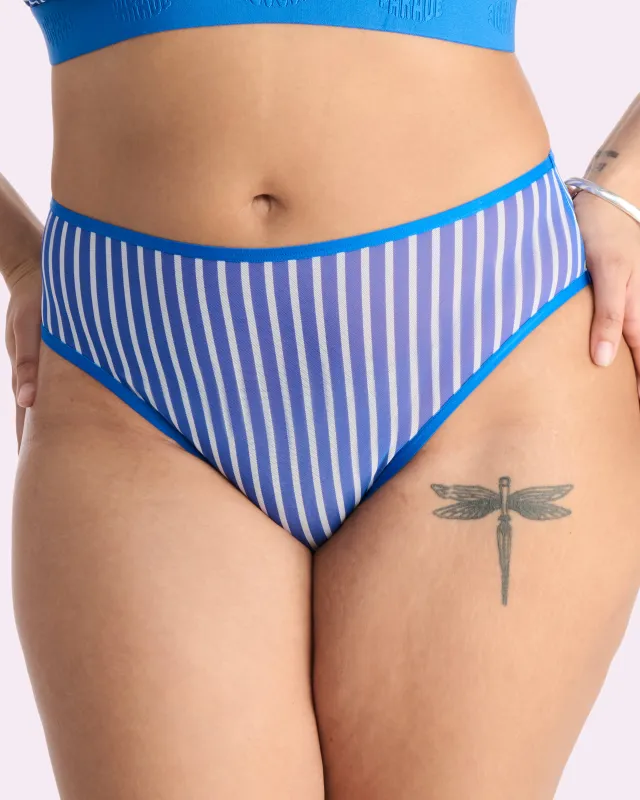 Silky Mesh High Rise Cheeky | Silky Mesh (Paradise Stripe) sold by Parade