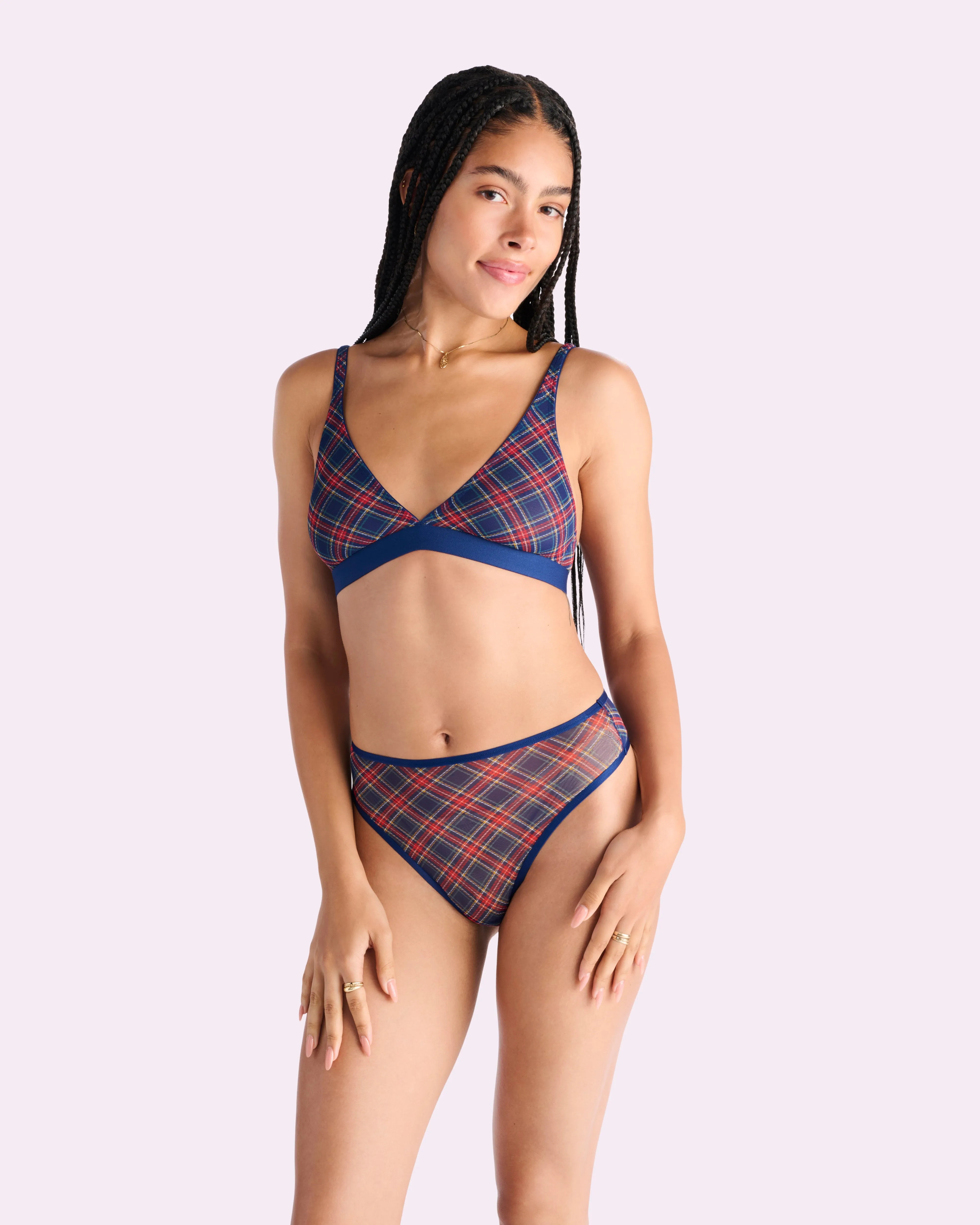 Silky Mesh High Cut Thong | Silky Mesh (Academy Plaid) sold by Parade product image thumbnail 4