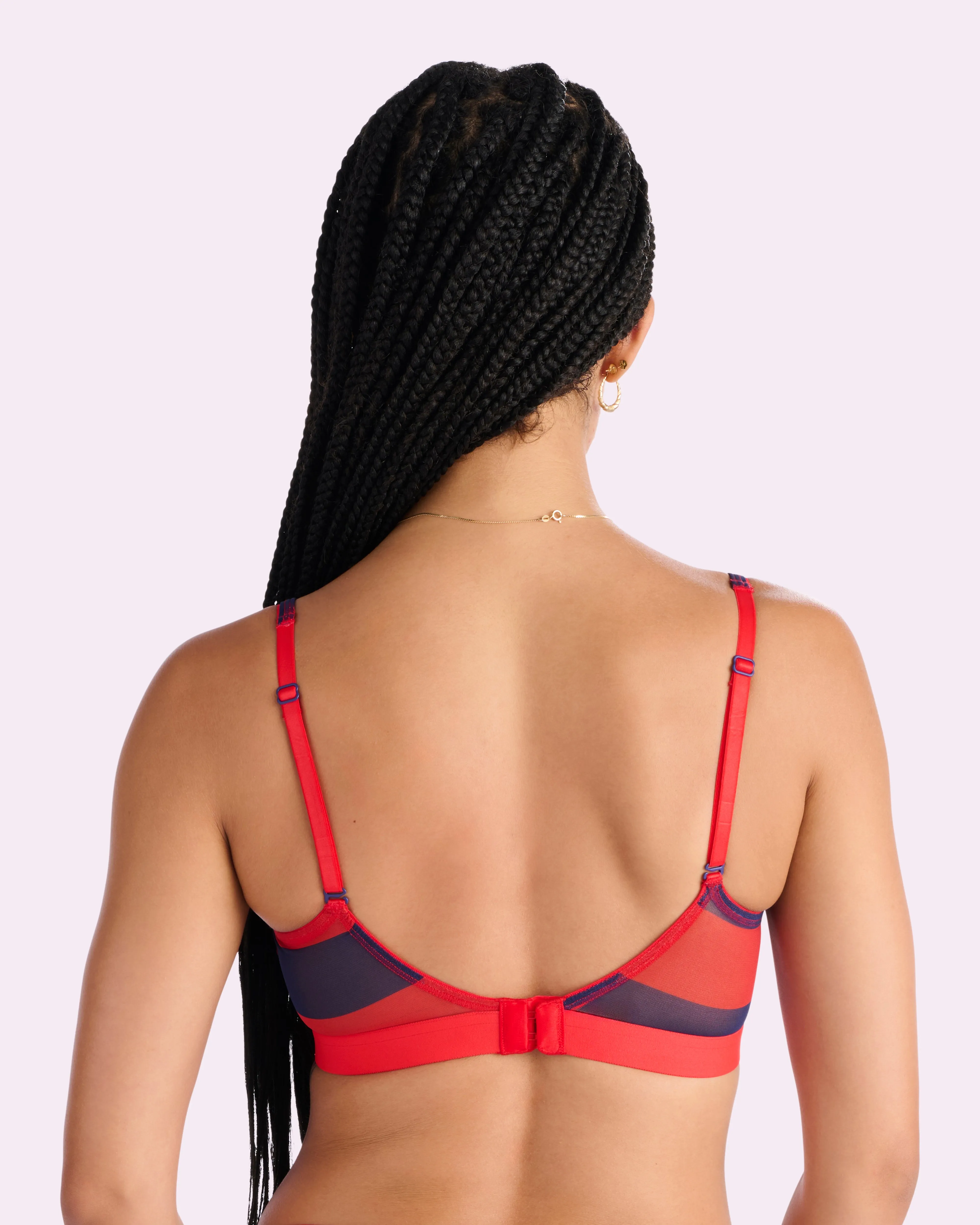 Silky Mesh Scoop Bralette | Silky Mesh (Red Rugby Stripe) sold by Parade product image thumbnail 2