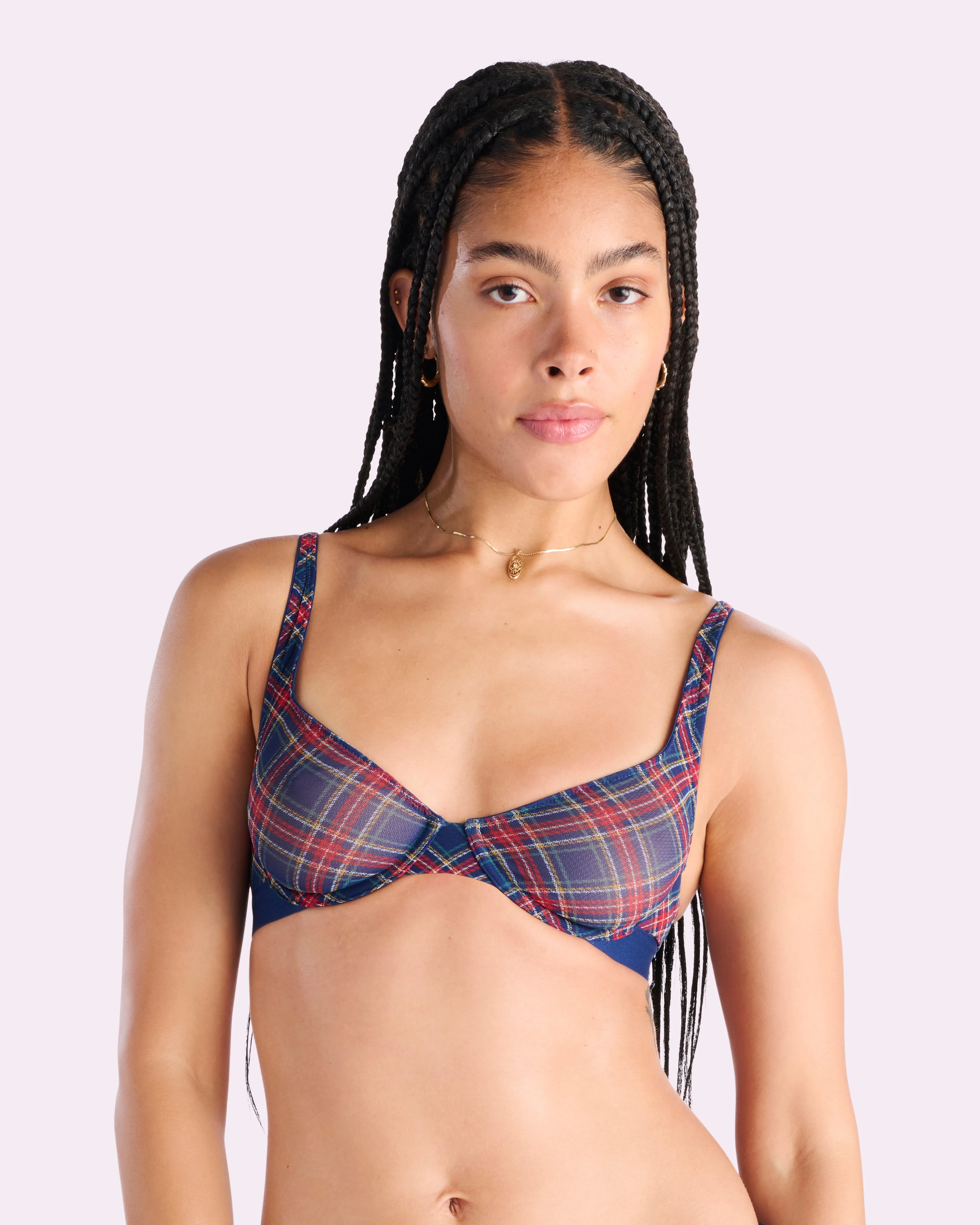 Always On Unlined Underwire Bra | Silky Mesh (Academy Plaid) sold by Parade