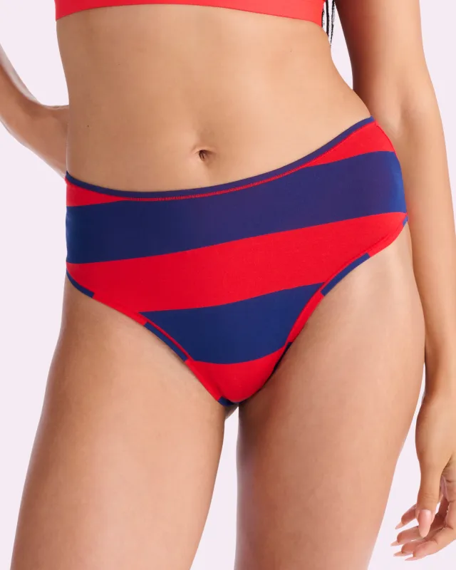 Vintage High Rise Brief | New:Cotton (Red Rugby Stripe) sold by Parade