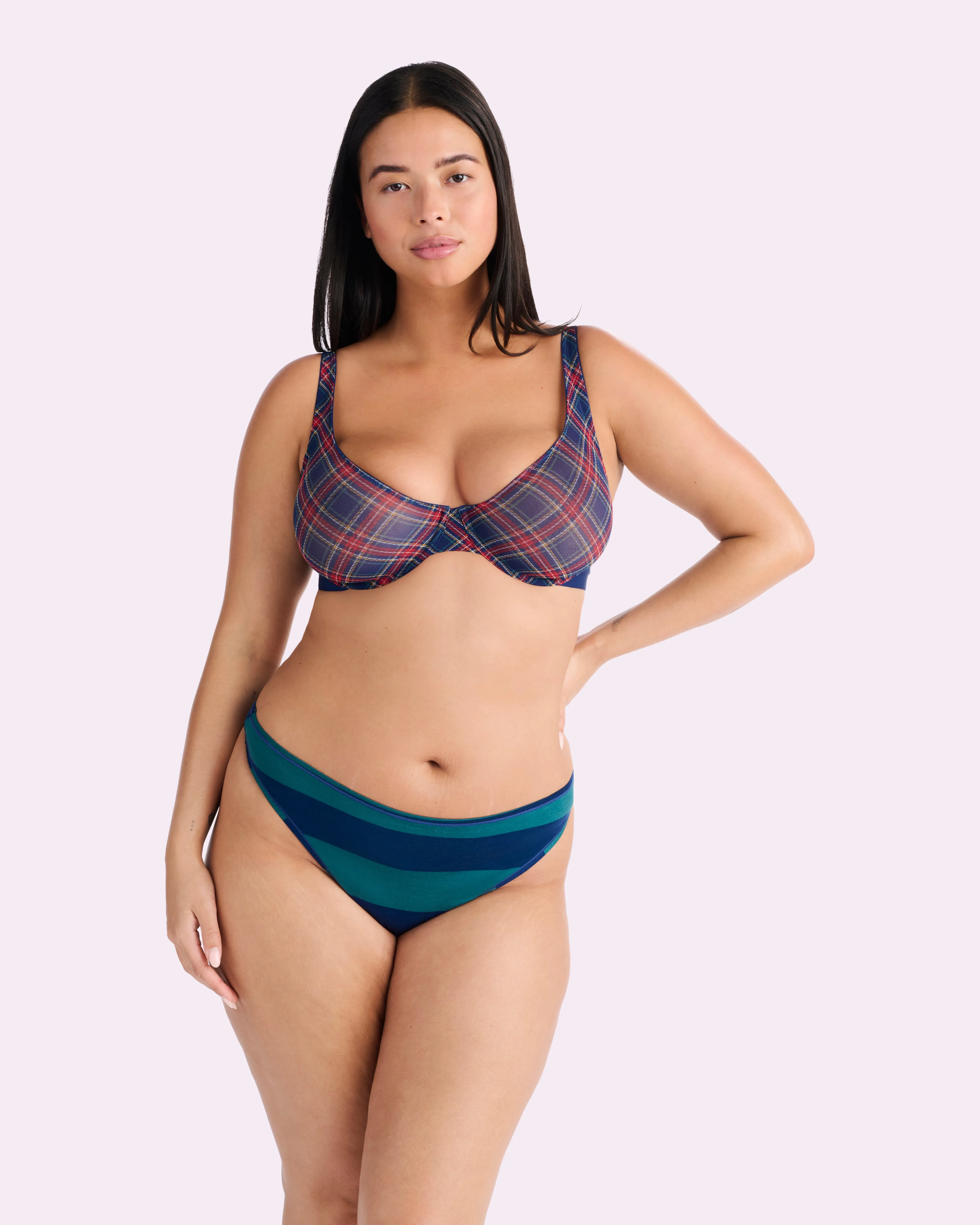 Ultra-Flattering High Rise Thong | New:Cotton (Green Rugby Stripe) sold by Parade product image thumbnail 4
