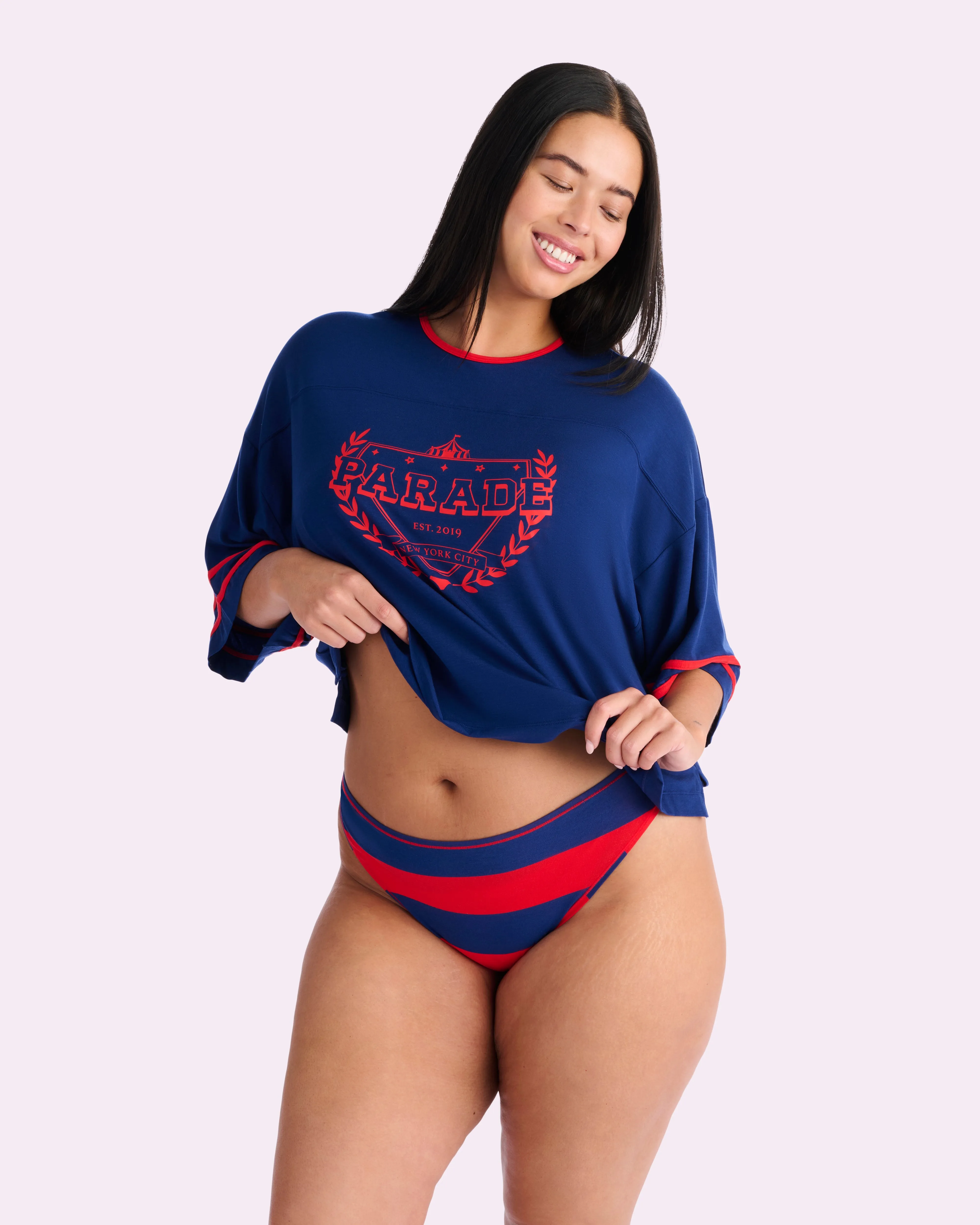 Ultra-Flattering High Rise Thong | New:Cotton (Red Rugby Stripe) sold by Parade product image thumbnail 4