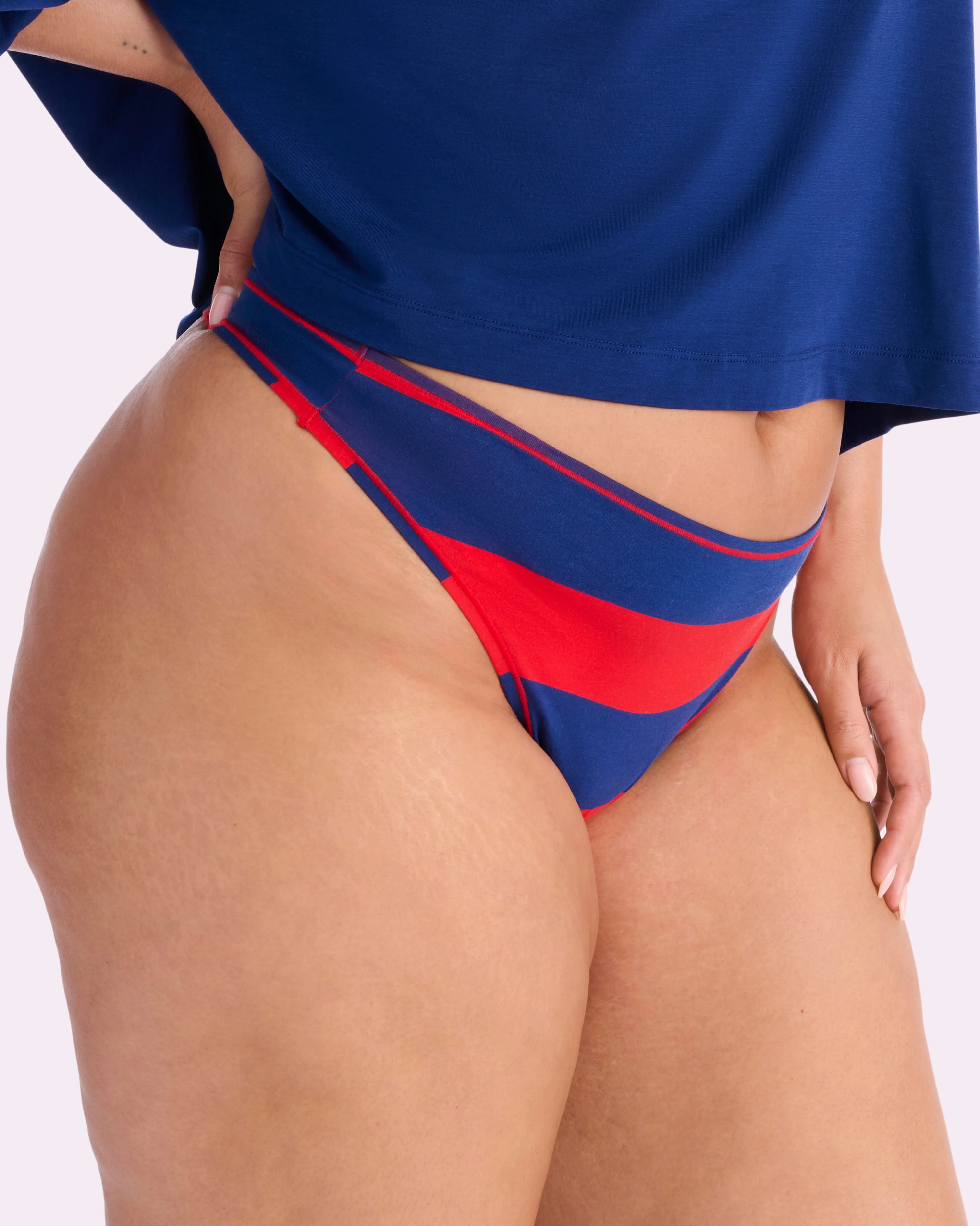 Ultra-Flattering High Rise Thong | New:Cotton (Red Rugby Stripe) sold by Parade product image thumbnail 3