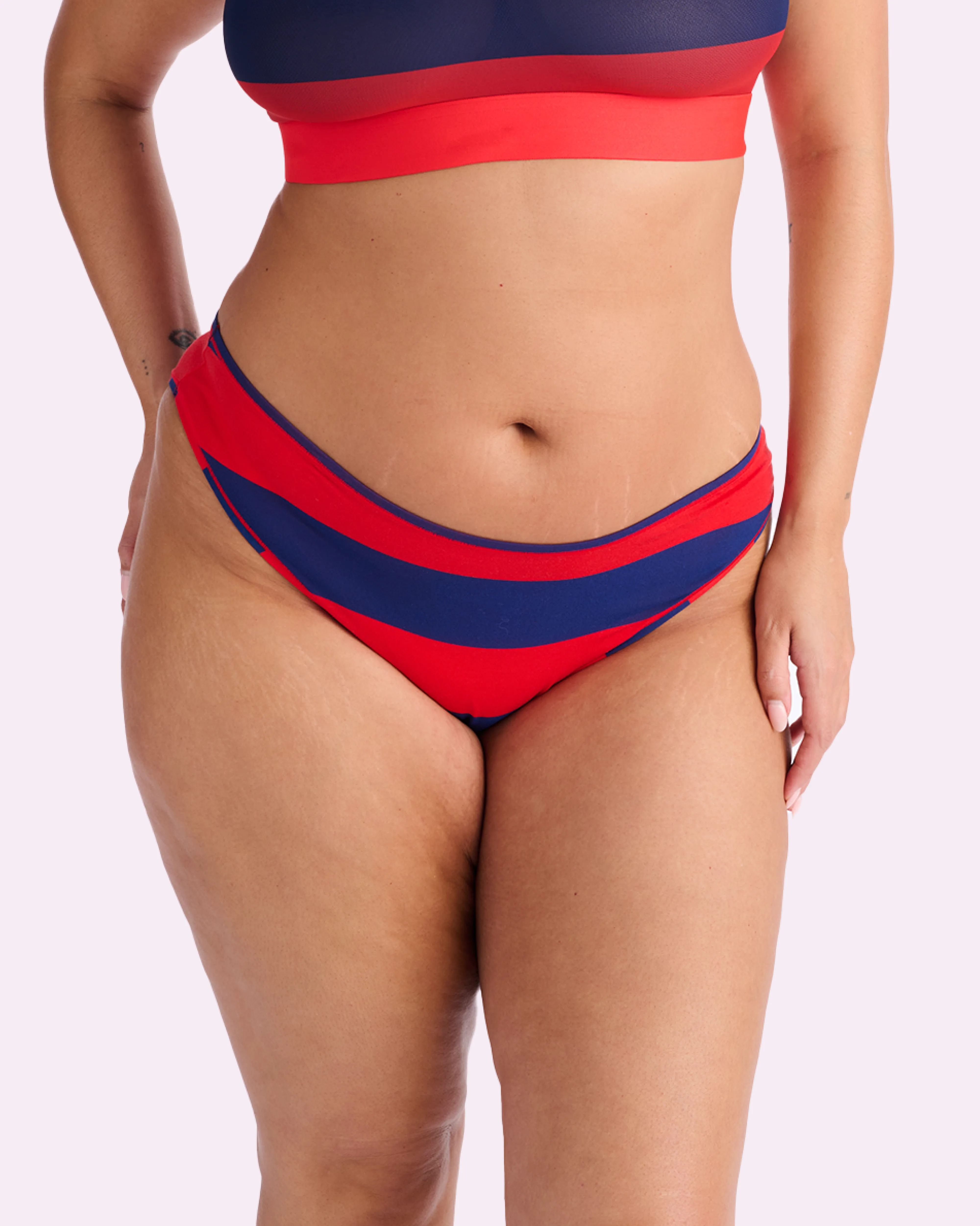 Vintage High Cut Cheeky | New:Cotton (Red Rugby Stripe) sold by Parade