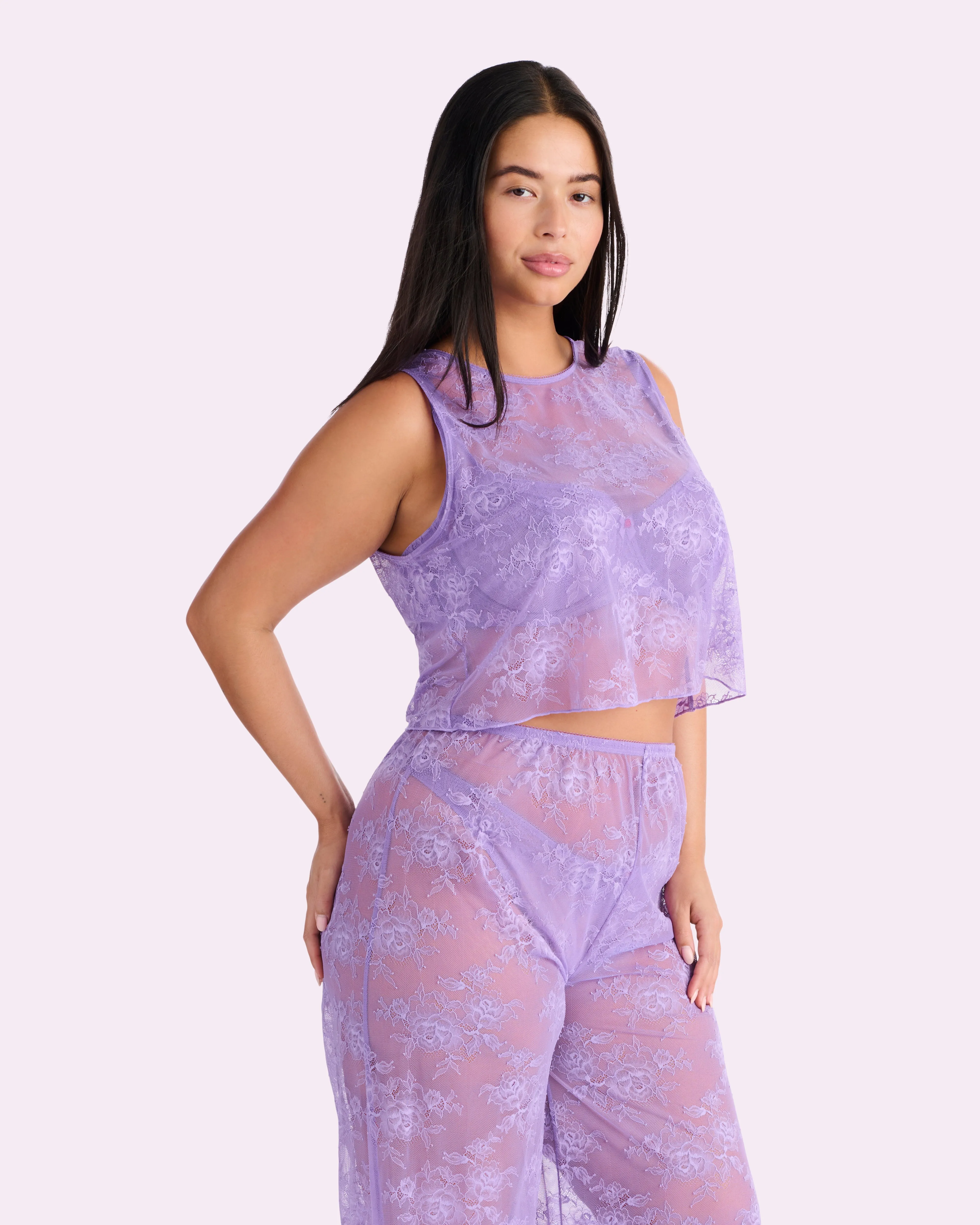 That Lace Wide Leg Pants | That Lace (Purple Paisley) sold by Parade product image thumbnail 5