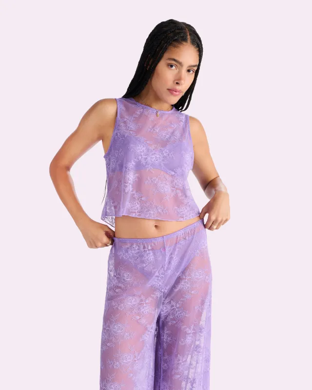 That Lace Wide Leg Pants | That Lace (Purple Paisley) sold by Parade